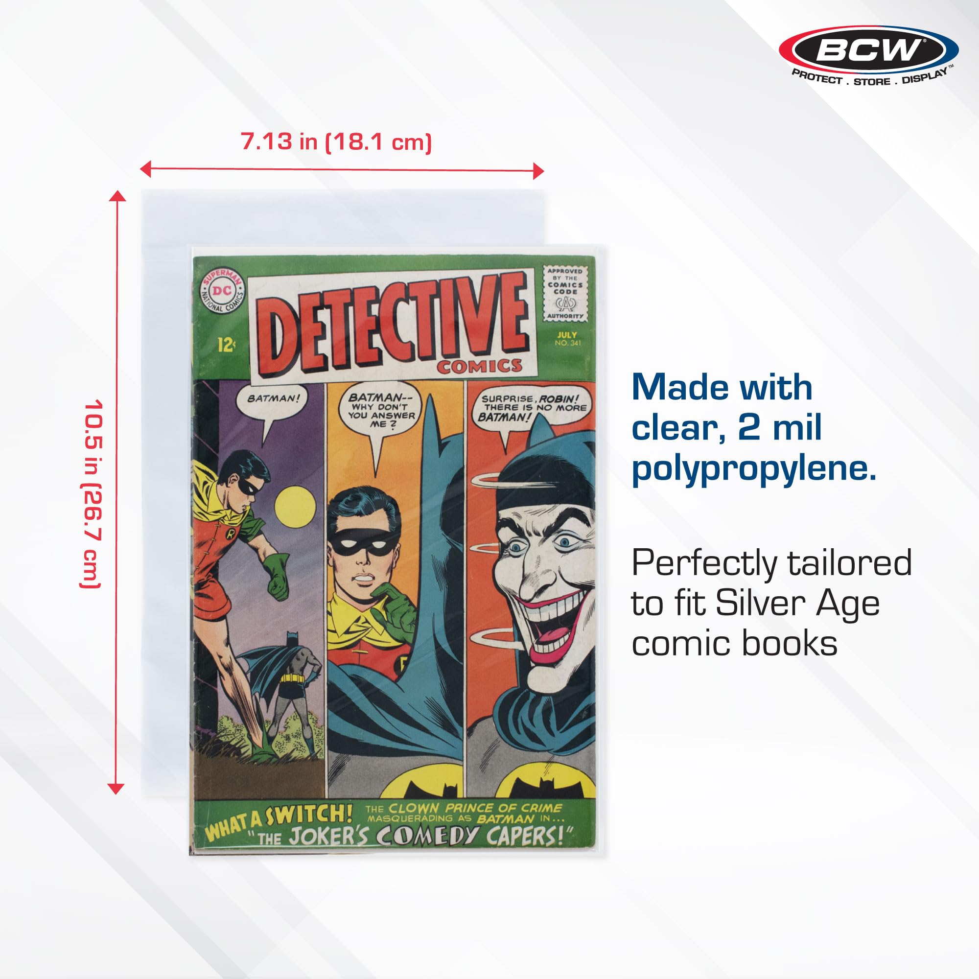 BCW Silver Age Comic Bags - 200 Pack | Acid-Free, Archival Quality Protection for Silver Age Comic Books | Comic Collection Storage Solution | Perfect for Collectors, Grading & Long-Term Preservation