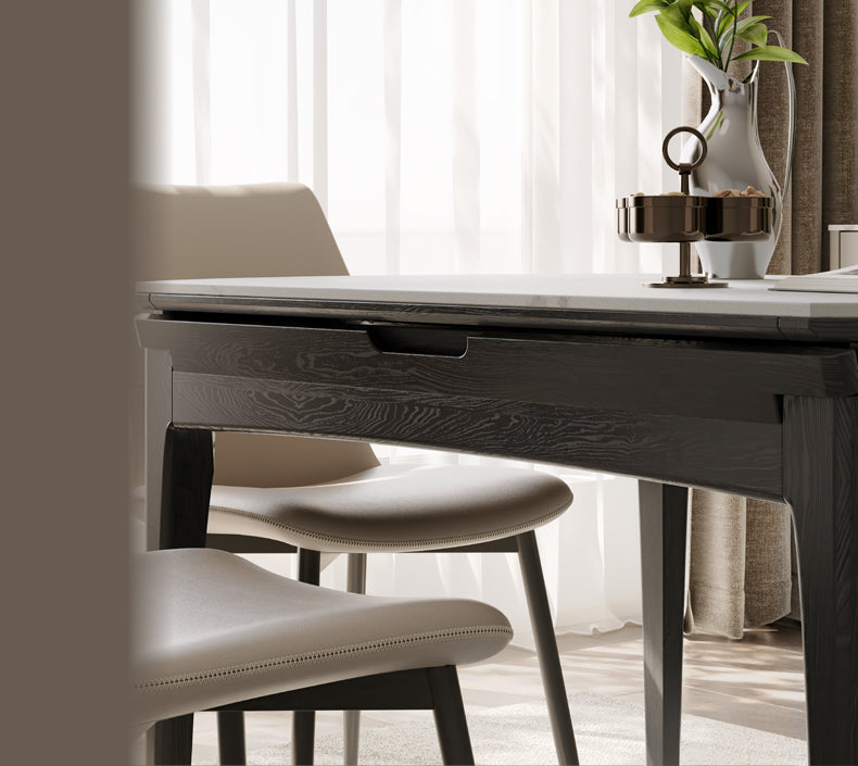 Solid Oak Wood Folding Dining Table - Light Luxury Rock Slab Design for Small Spaces, Apartments & Outdoor Dining | Durable & Stylish Home Furniture