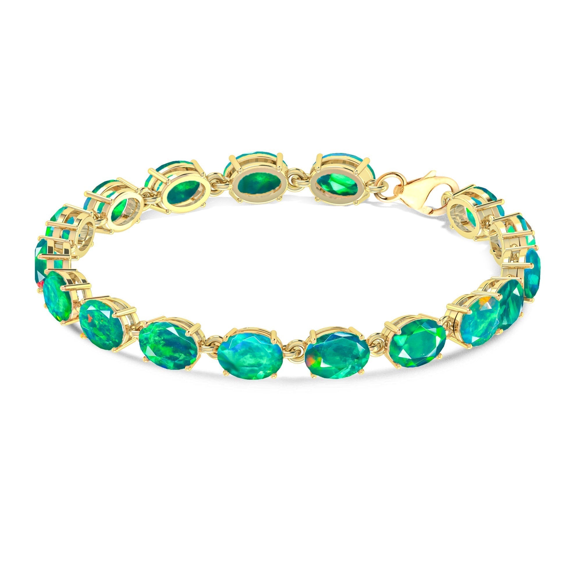 Green Natural Fire Opal Gemstone Tennis Bracelet for Women | Elegant Jewelry Gift for Birthday, Anniversary & Special Occasions