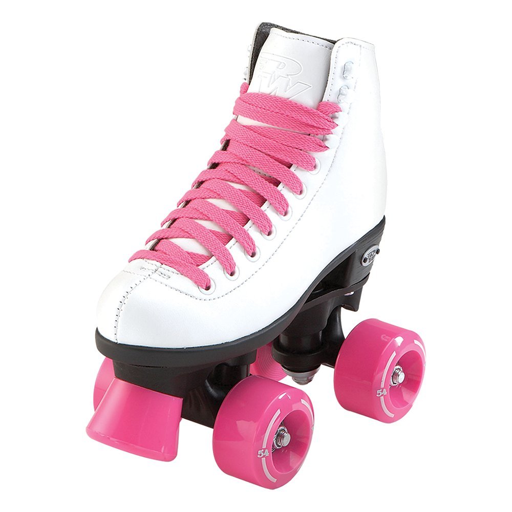 Riedell RW Wave Kids Quad Roller Skates for Indoor & Outdoor Use - Adjustable Sizes, Comfortable Padding - Perfect for Rinks, Parks, and Birthday Parties