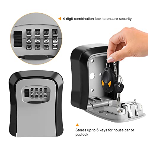 4 Digit Combination Key Lock Box - Wall Mount Security Safe for House Keys & Spare Keys | Outdoor & Indoor Use for Home, Office, Apartment, Airbnb, Vacation Rental