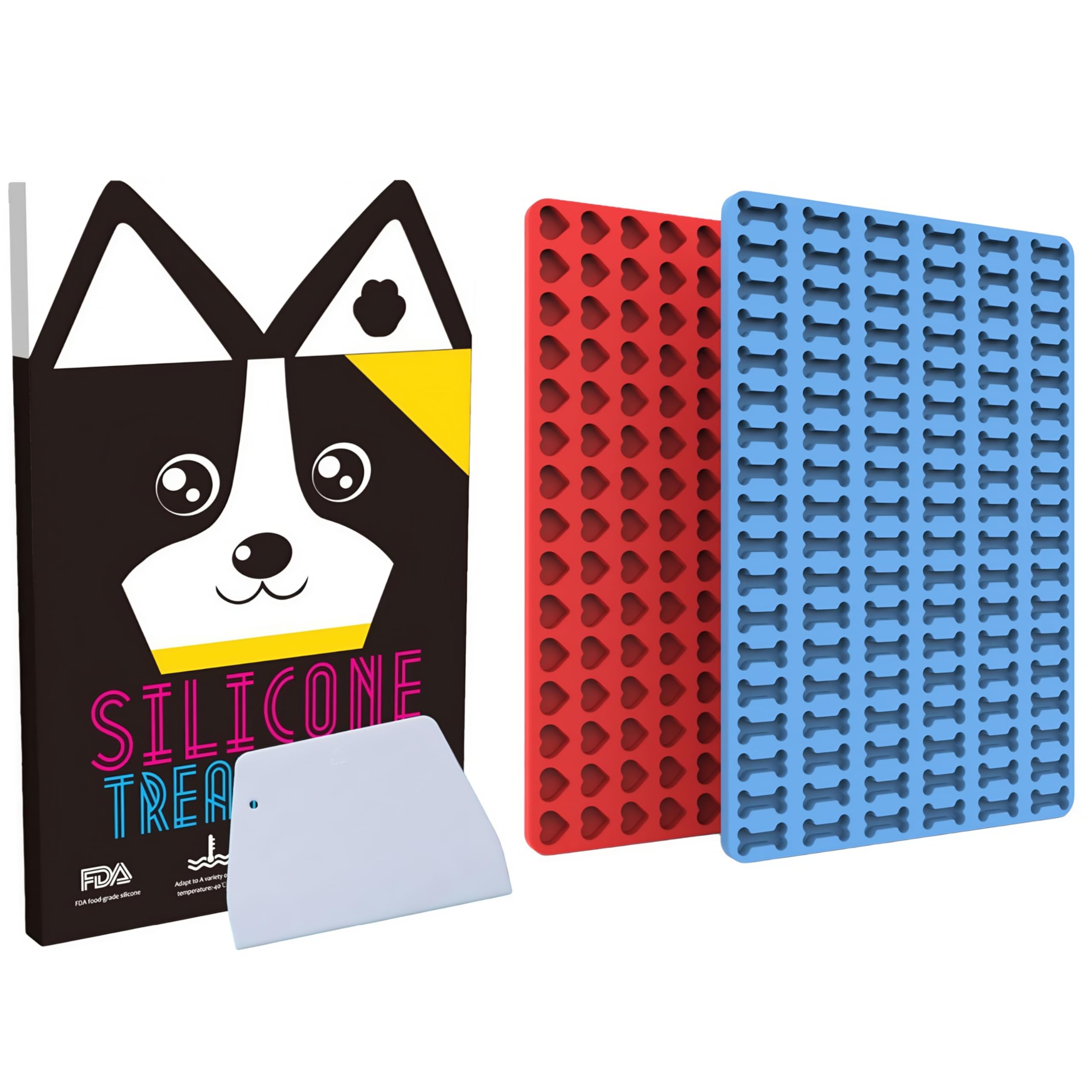 Premium Silicone Dog Treat Molds Set - Heart & Bone Shapes for Homemade Candy, Chocolate, Dog Biscuits | Non-Stick Baking Molds with Scraper | Perfect for DIY Pet Treats, Party Favors & Gift Making