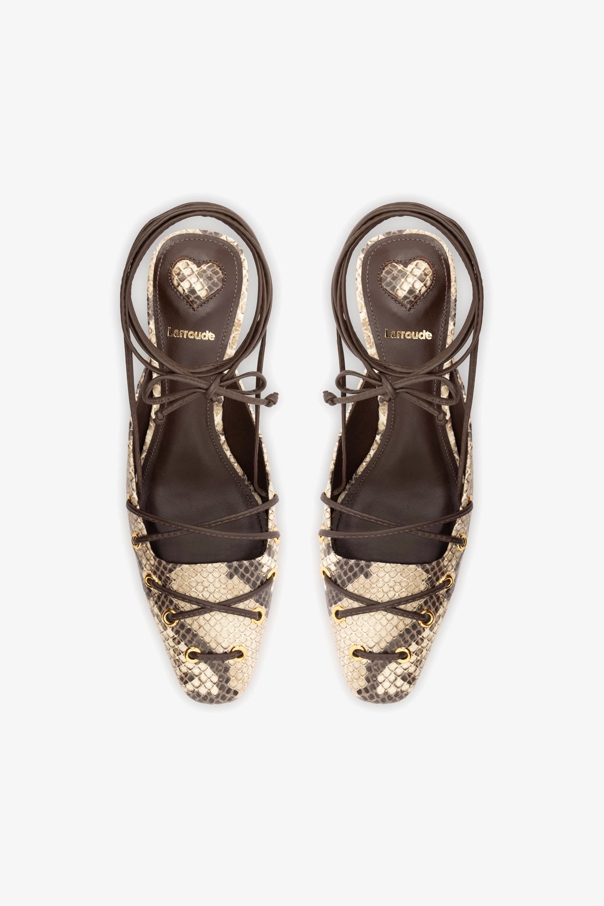 Amal Lace Up Pump Women's Shoes - Neutral Printed Snake Design Fashion Heels for Office, Party & Special Occasions