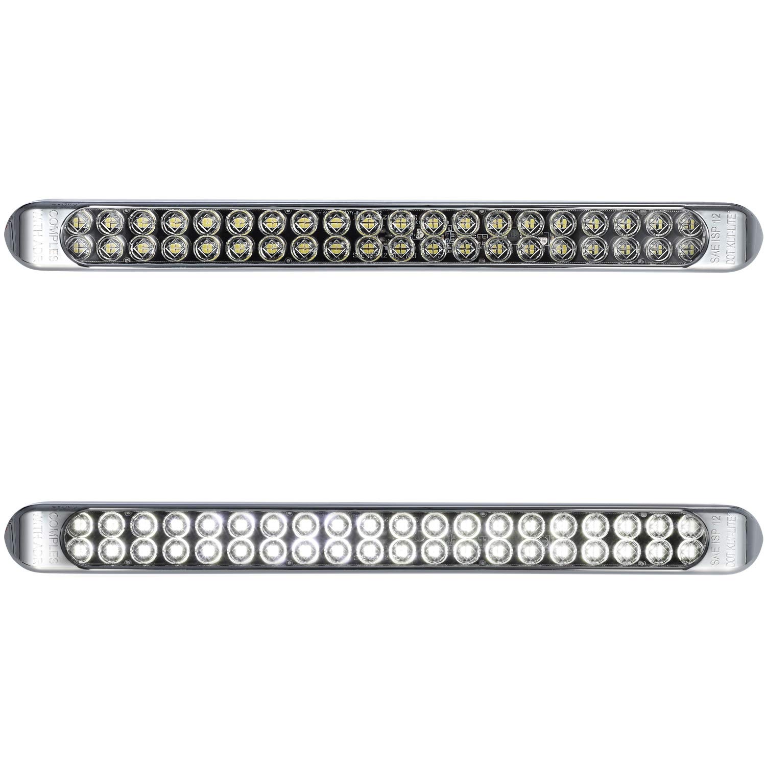 Partsam 2Pcs 17 Inch White LED Truck Trailer Light Bar - 40 LED Clear Lens Dual Row, Waterproof Sealed Backup Reverse Lights for Pickup RV - Perfect for Night Driving, Off-Roading & Vehicle Safety Lighting