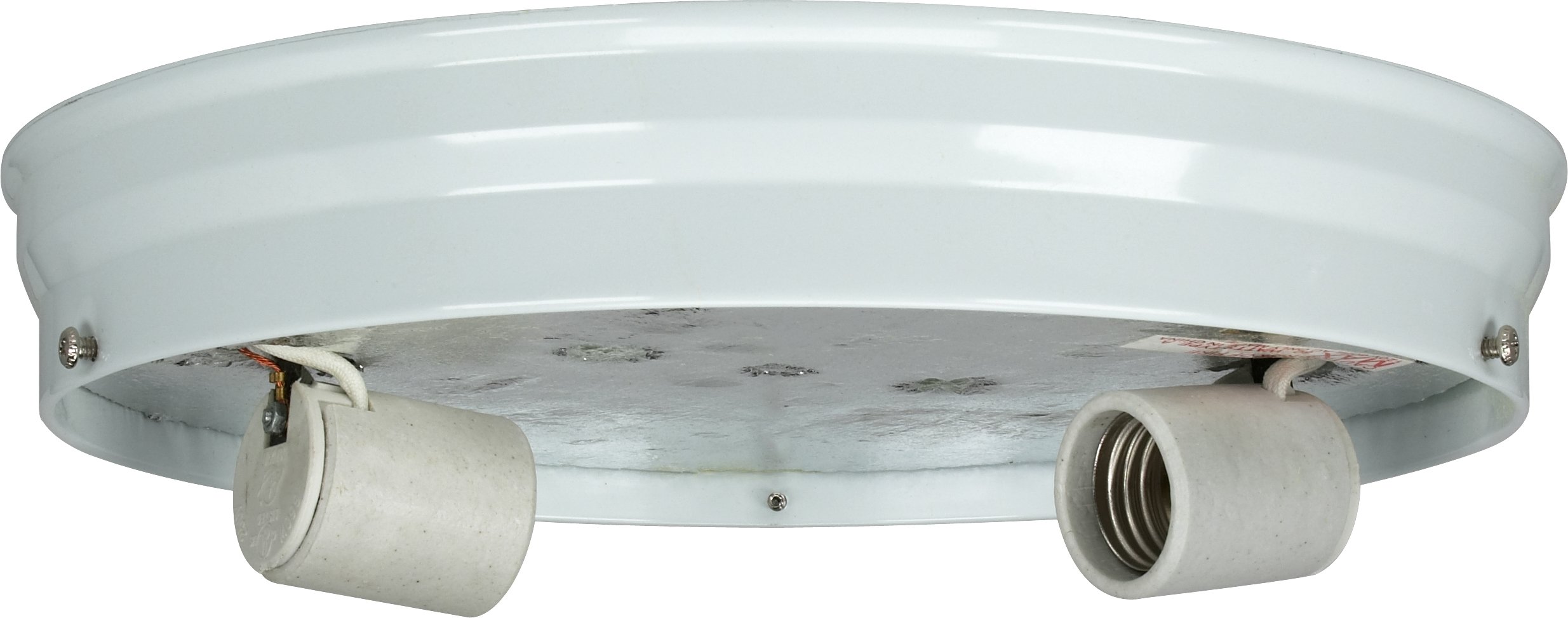 Satco 90-685 Two Light Ceiling Pan in White - Modern Flush Mount Fixture for Bedroom, Kitchen & Hallway Lighting