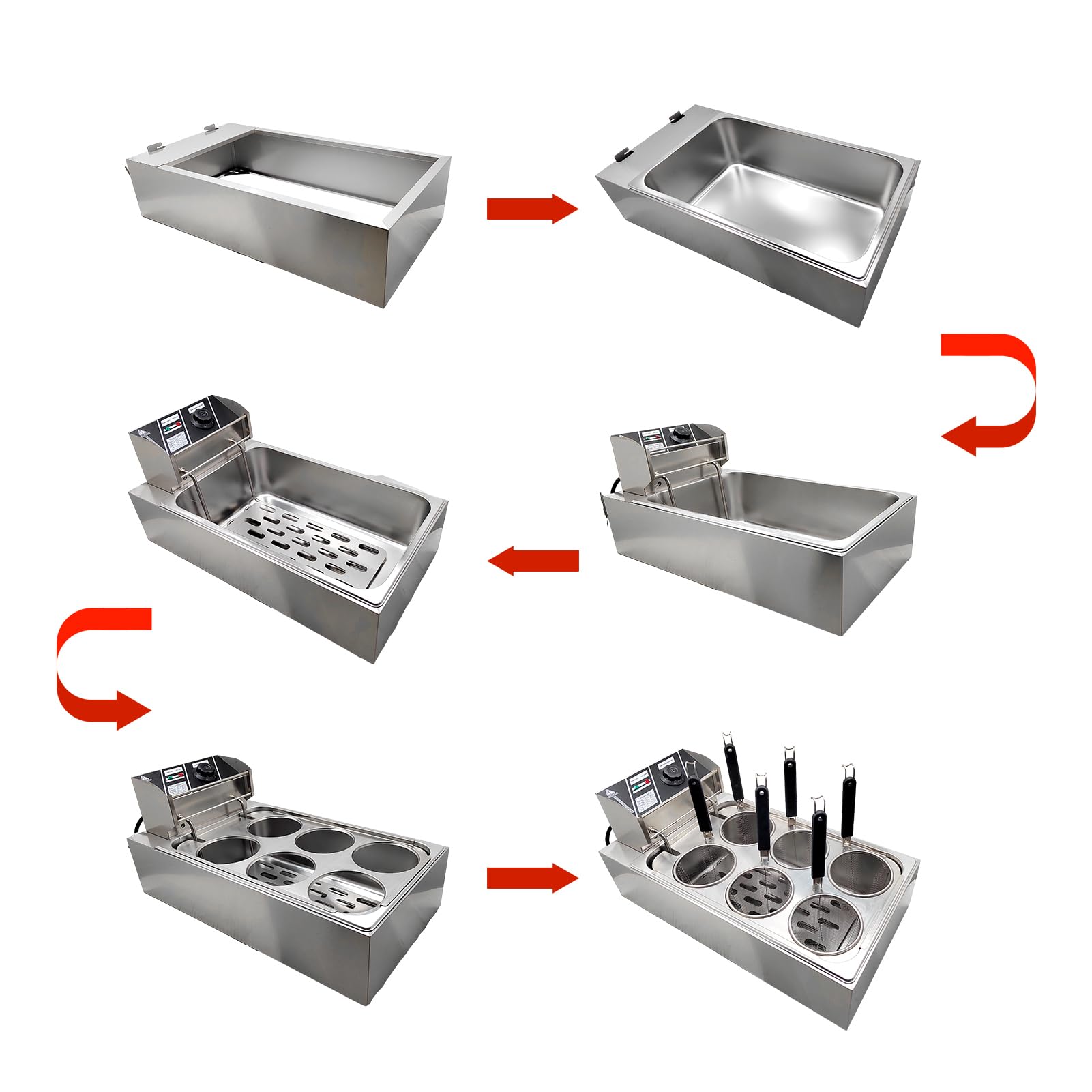 Commercial 6-Hole 1500W Electric Pasta Cooker - Stainless Steel Noodle Cooking Machine for Restaurants, Cafeterias & Food Stalls | Perfect for High-Volume Pasta Preparation in Italian Restaurants, Buffets and Catering Services