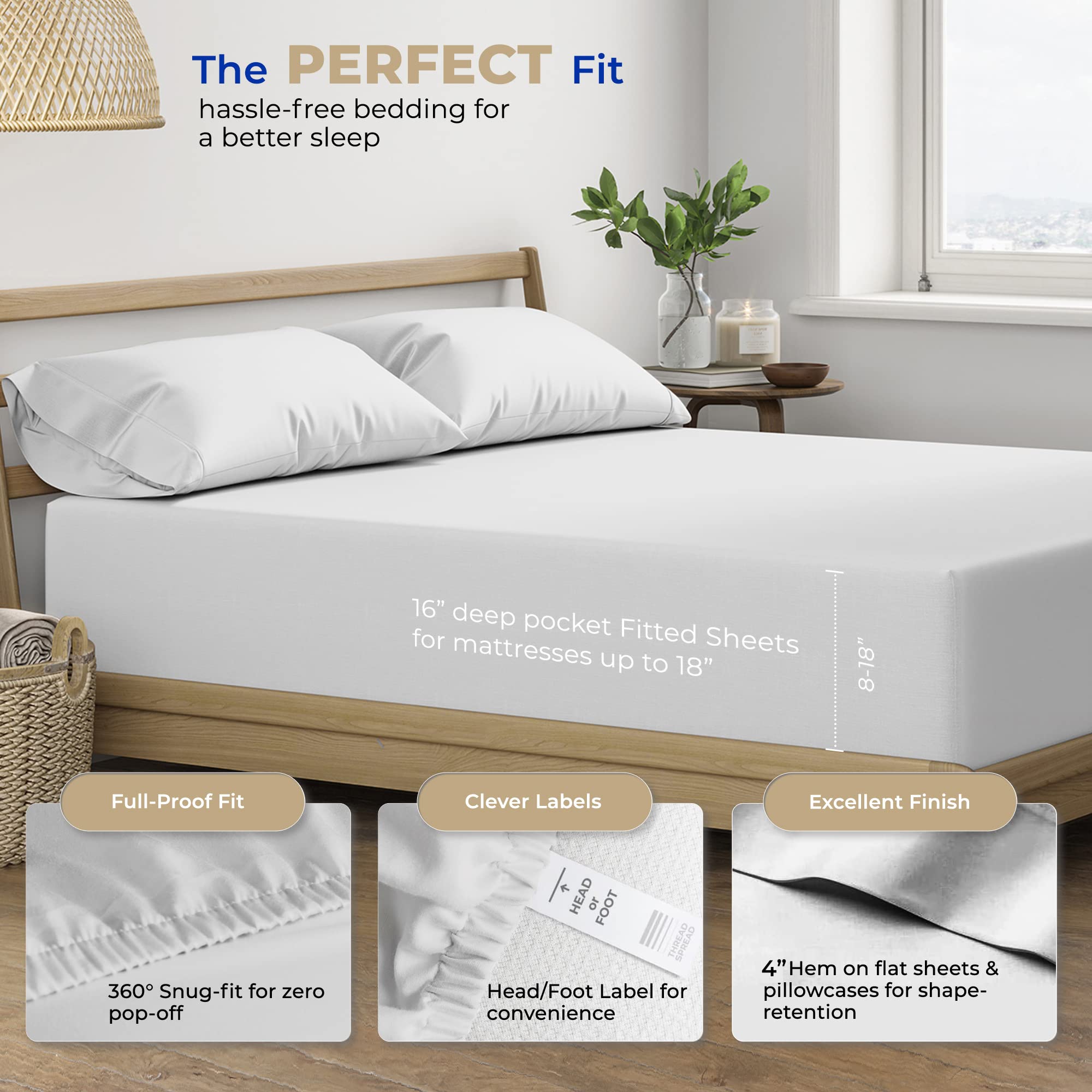 400 Thread Count 100% Cotton California King Sheets Set - 4 PC Soft & Cooling Bed Sheets with Deep Pockets (Silver) | Premium Luxury Bedding for Hot Sleepers & Master Bedrooms