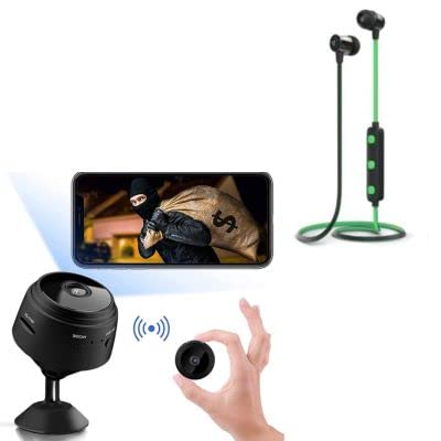 Techking 2-in-1 Wireless Spy Camera & Bluetooth Headset Combo - Mini Hidden Camera with Live Audio/Video Feed, WiFi Mobile App & Magnetic Earpiece for Home Security, Office Monitoring & Hands-Free Calls (1 Year Warranty)