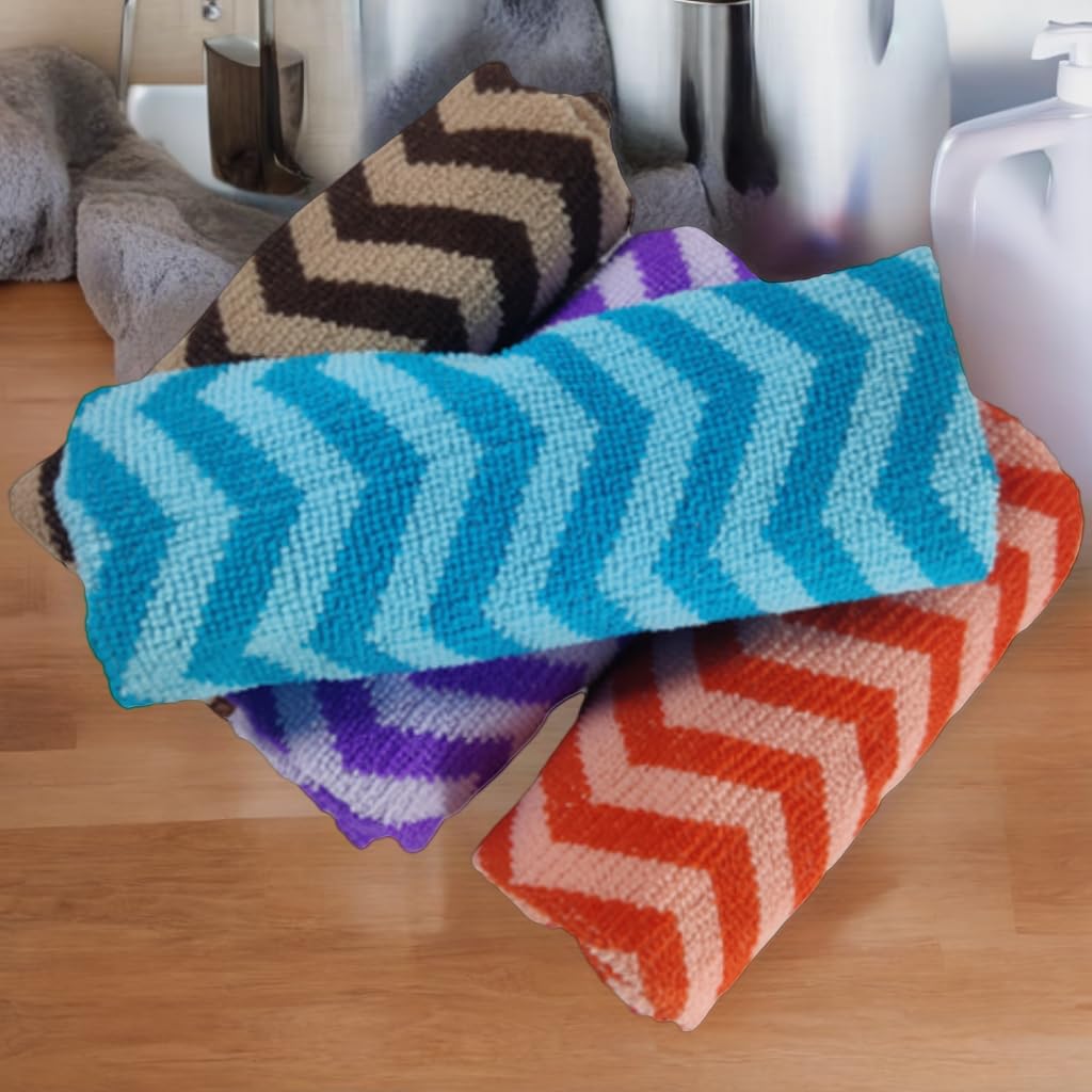 Premium 340 GSM Microfiber Cleaning Cloths - 4-Piece Extra Thick Towel Set (40x30cm) for Home, Kitchen, Car Detailing, Glass & Furniture Care - Ultra Absorbent & Lint-Free Cleaning Rags for Dusting, Polishing & Stain Removal
