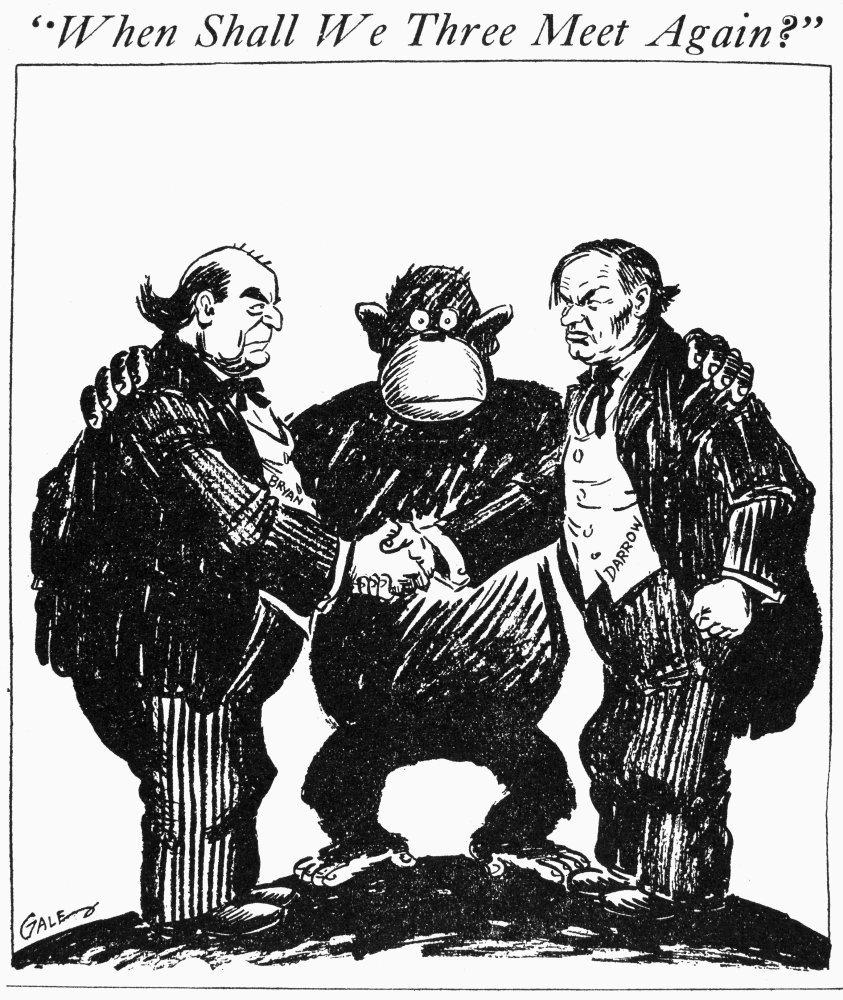 1925 Scopes Trial Cartoon - Evolution Debate Satire for History & Education