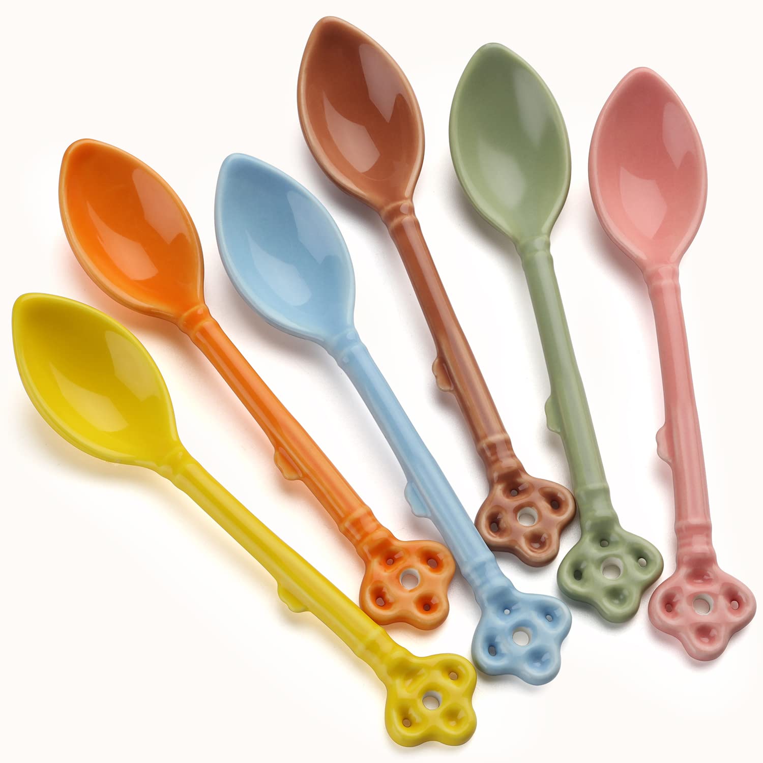 6-Piece Ceramic Espresso Spoon Set - Small Coffee & Demitasse Spoons for Dessert, Tea, Ice Cream - Perfect for Coffee Shops, Home Kitchens & Gift Giving