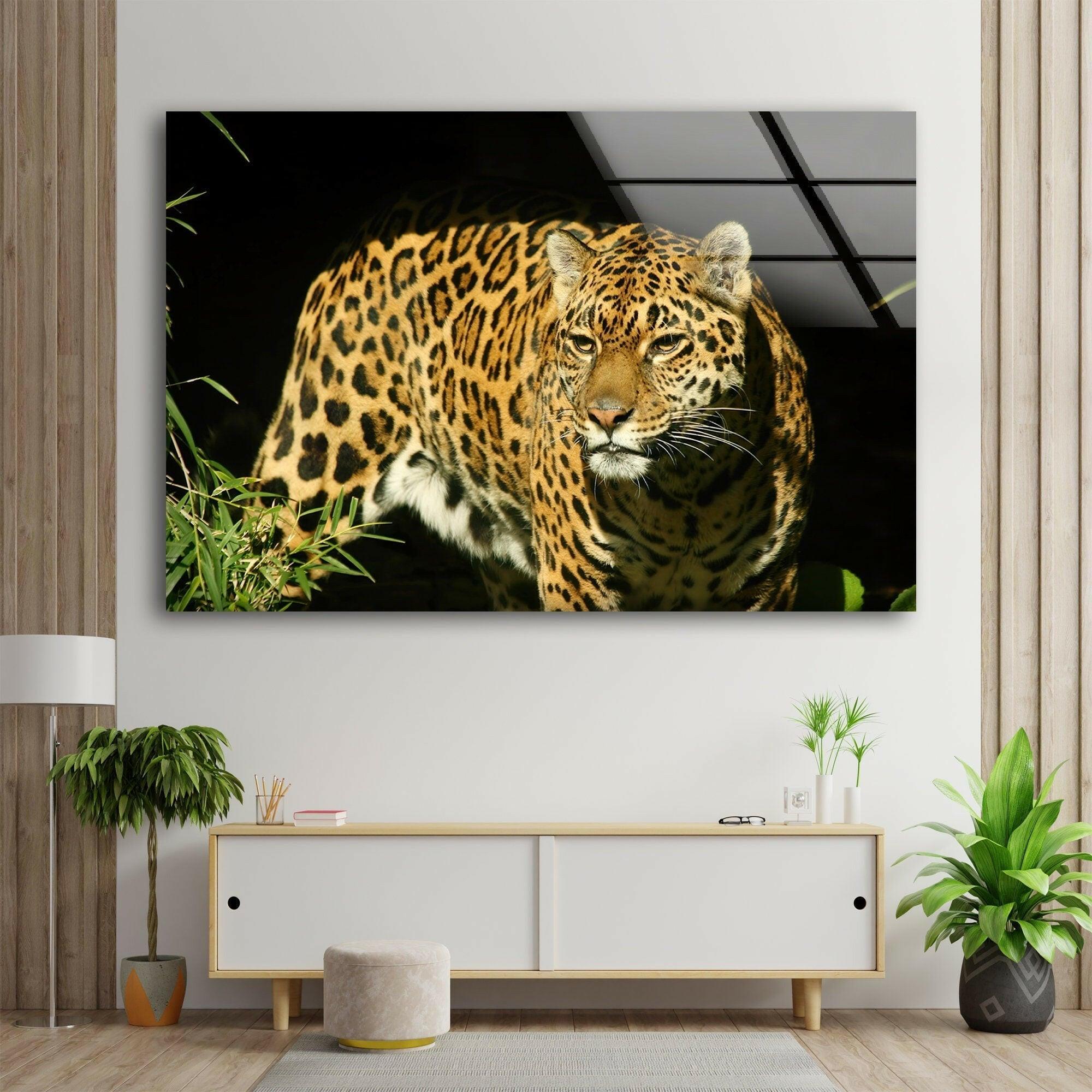 Stunning Amur Leopard Glass Wall Art - Handmade Wildlife Home Decor for Living Room, Bedroom & Office - Unique Animal Print Glass Panel