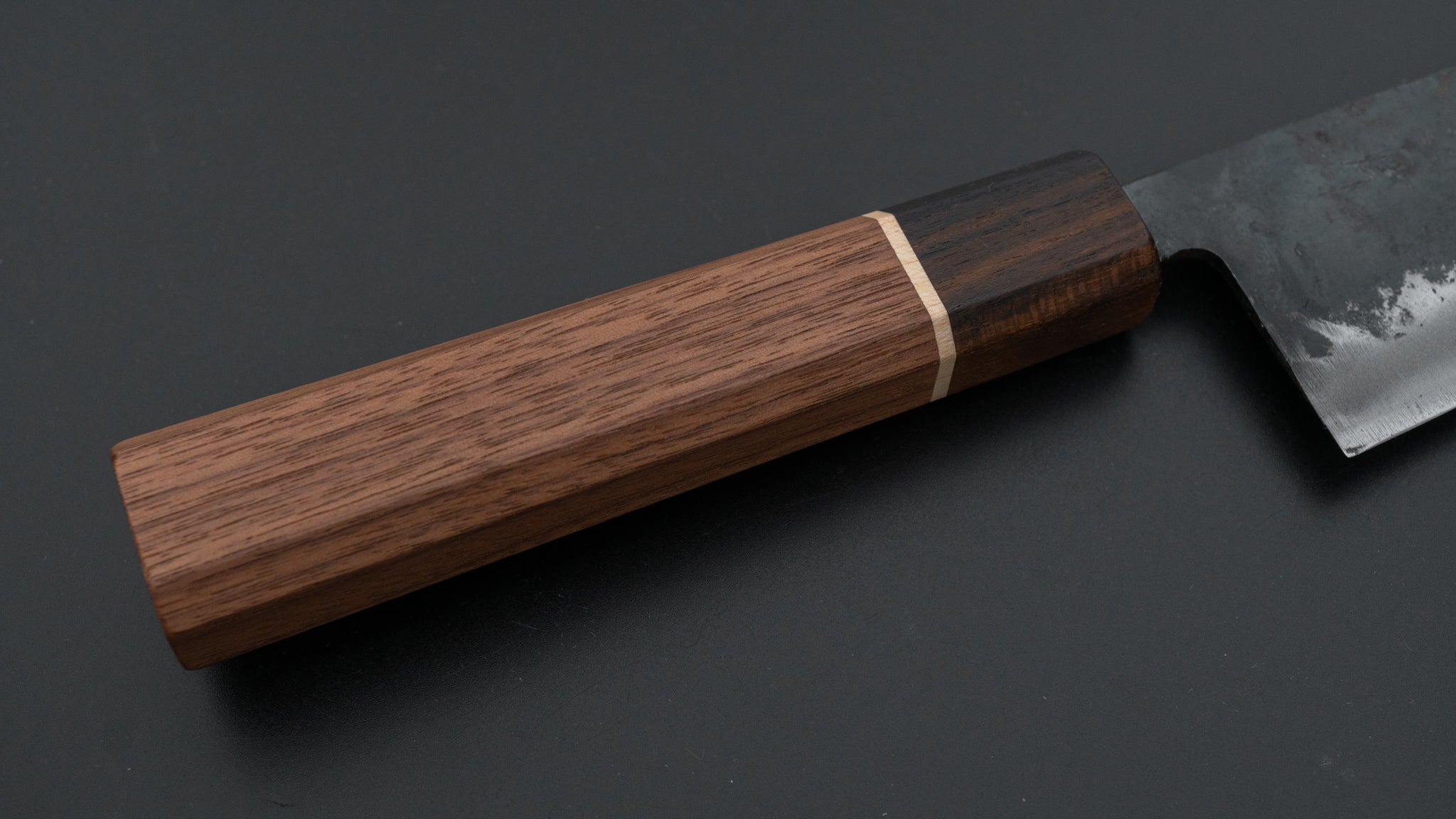 Hitohira Tosa Kurouchi White #2 Santoku Knife 165mm - Japanese Chef Knife with Walnut Handle & Ziricote Ferrule - Perfect for Slicing, Dicing, and Chopping Vegetables, Meat, and Fish