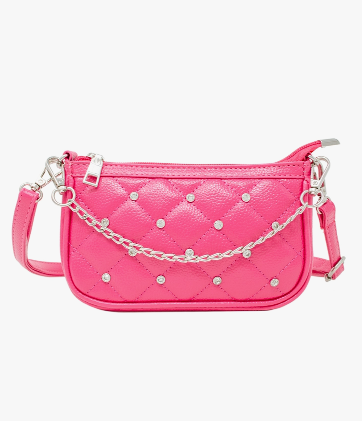 Elegant Fuchsia Rhinestone Clutch for Women - Sparkly Evening Bag for Parties, Weddings & Special Occasions