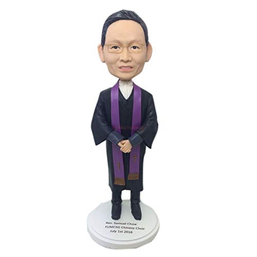 Custom Bobblehead Figurine - Personalized Priest Pastor Minister Doll Based on Your Photo | Unique Birthday Cake Topper & Gift for Religious Celebrations, Ordinations, and Church Events
