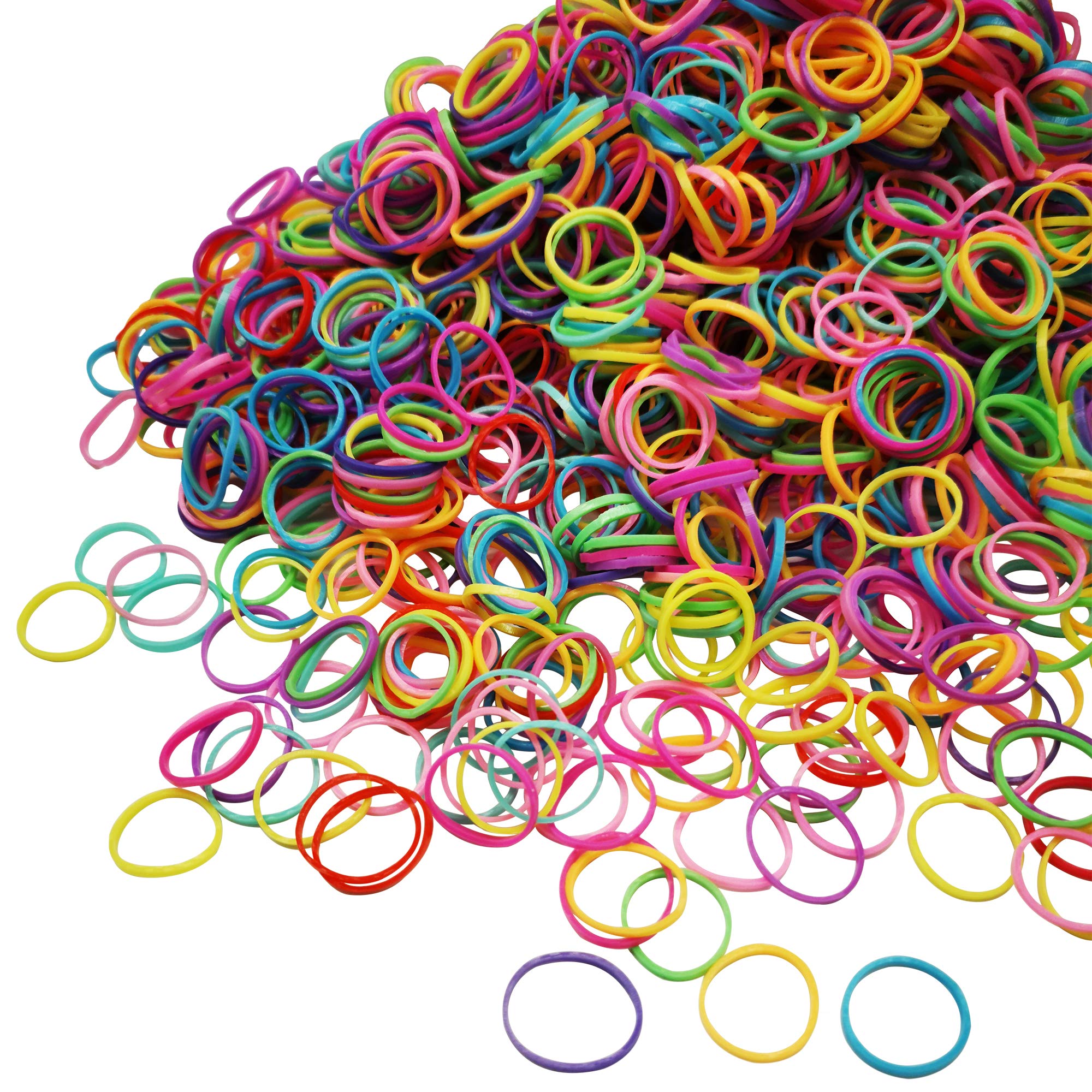 Mini Rubber Bands for Hair - 1000pcs Soft Elastic Hair Bands for Kids, Braids & Wedding Hairstyles - Tiny Non-Slip Hair Ties in Assorted Colors - Perfect for DIY Crafts, School Projects & Hair Accessories