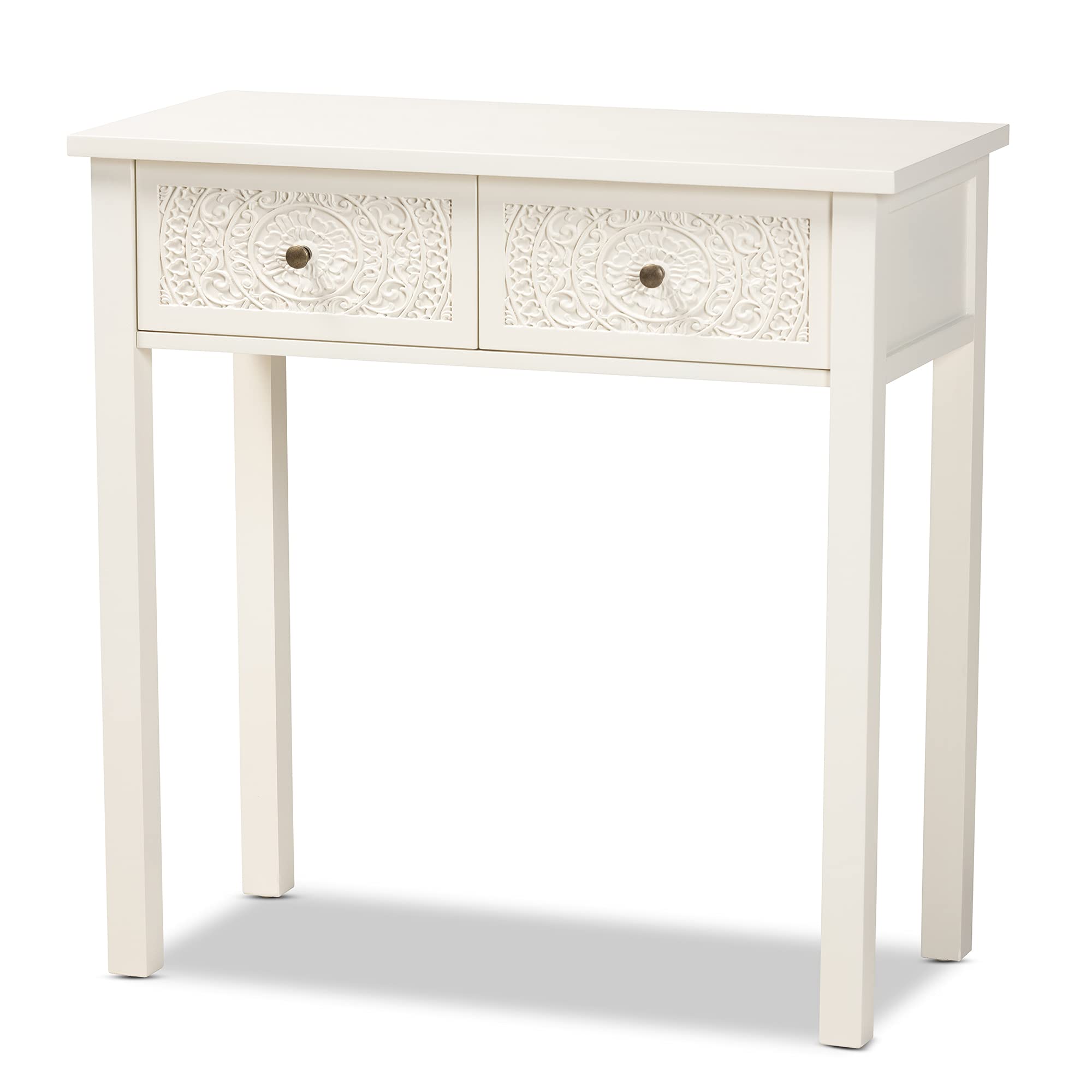 Baxton Studio Lambert Modern White Console Table - Entryway Sofa Table with Storage Shelf for Living Room, Hallway & Bedroom Decor