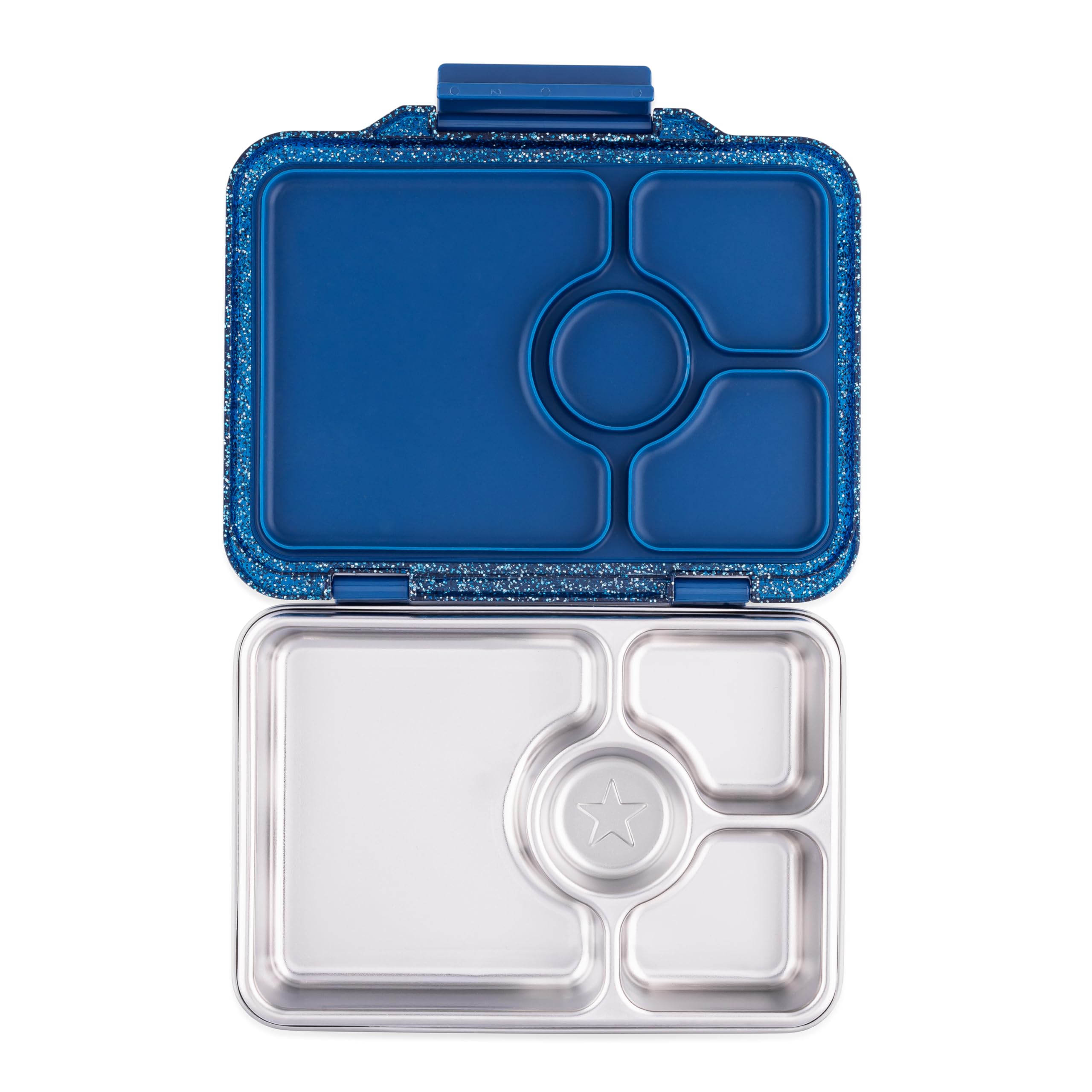 Yumbox Prêt Stainless Steel Bento Box - Leakproof Lunch Container with Sandwich Tray, Eco-Friendly & Durable (Glitter Blue) | Perfect for School, Office, Picnics & Travel