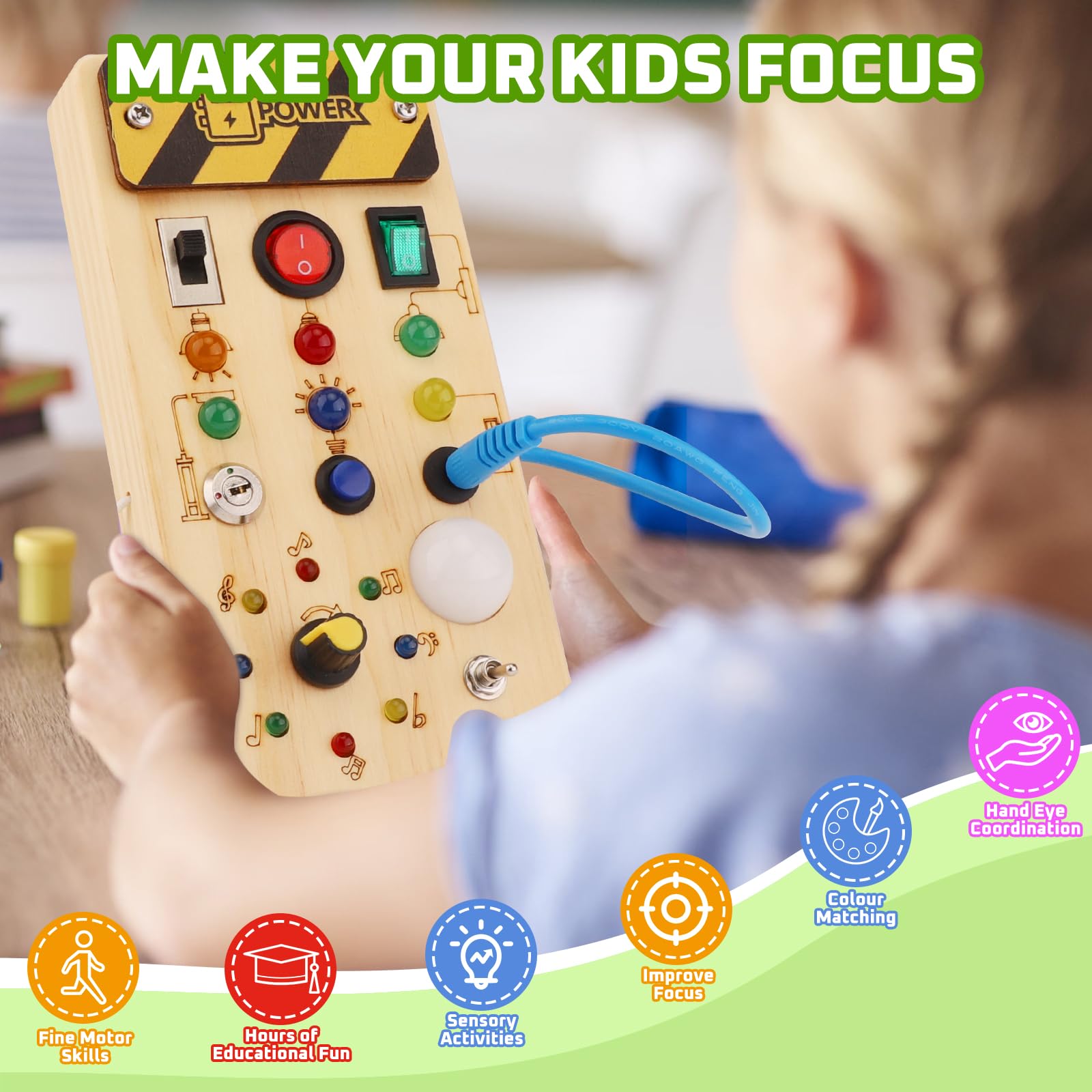 Montessori Busy Board for Toddlers 1-3 Years - Wooden Sensory Toy for Baby Learning & Development - Preschool Educational Activity Toy - Perfect Christmas & Birthday Gift for Boys & Girls - Ideal for Home, Travel & Classroom Play