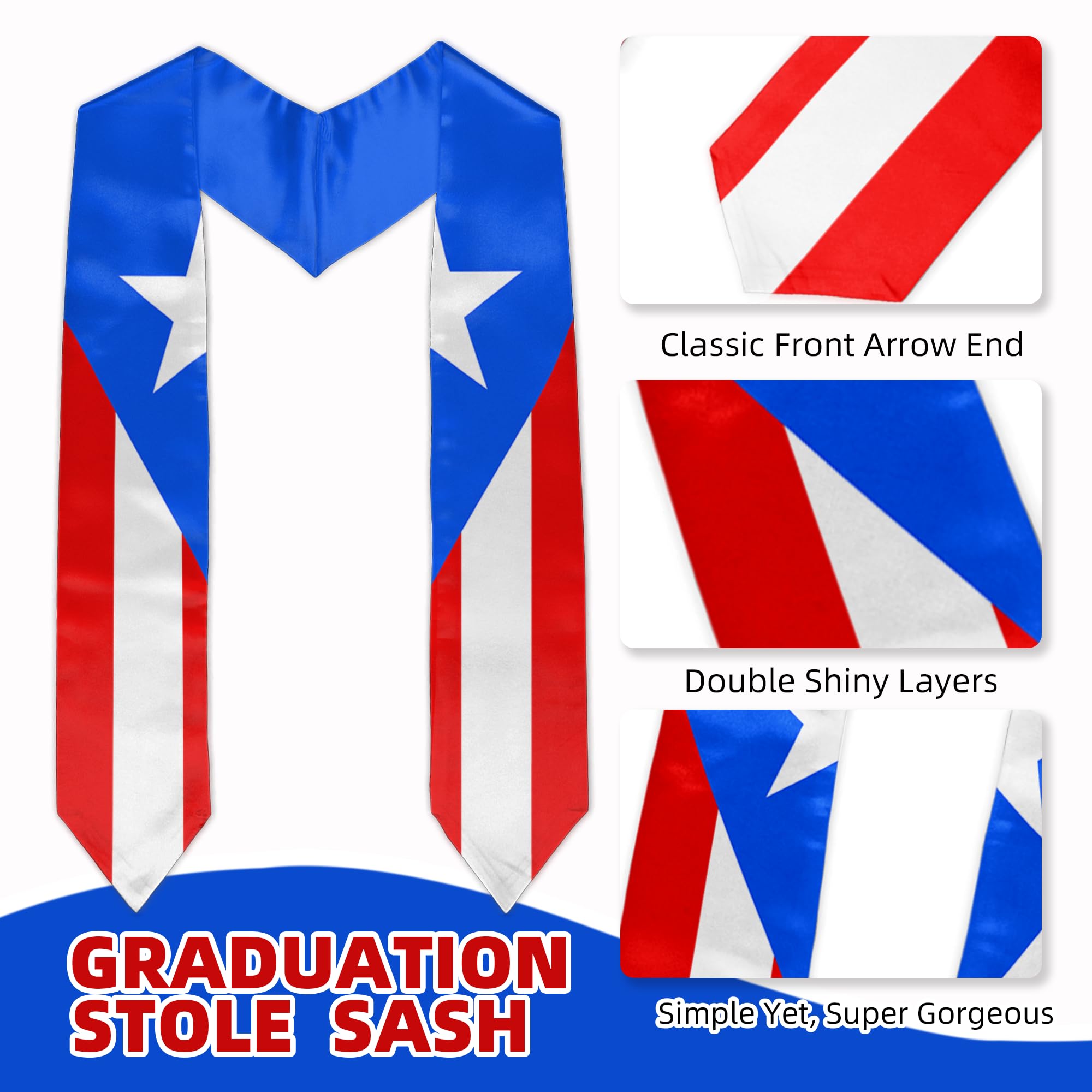Civilos Unisex Graduation Stole - Honor Sash with Flag Design for Graduation Students | Perfect for Commencement Ceremonies & Academic Celebrations