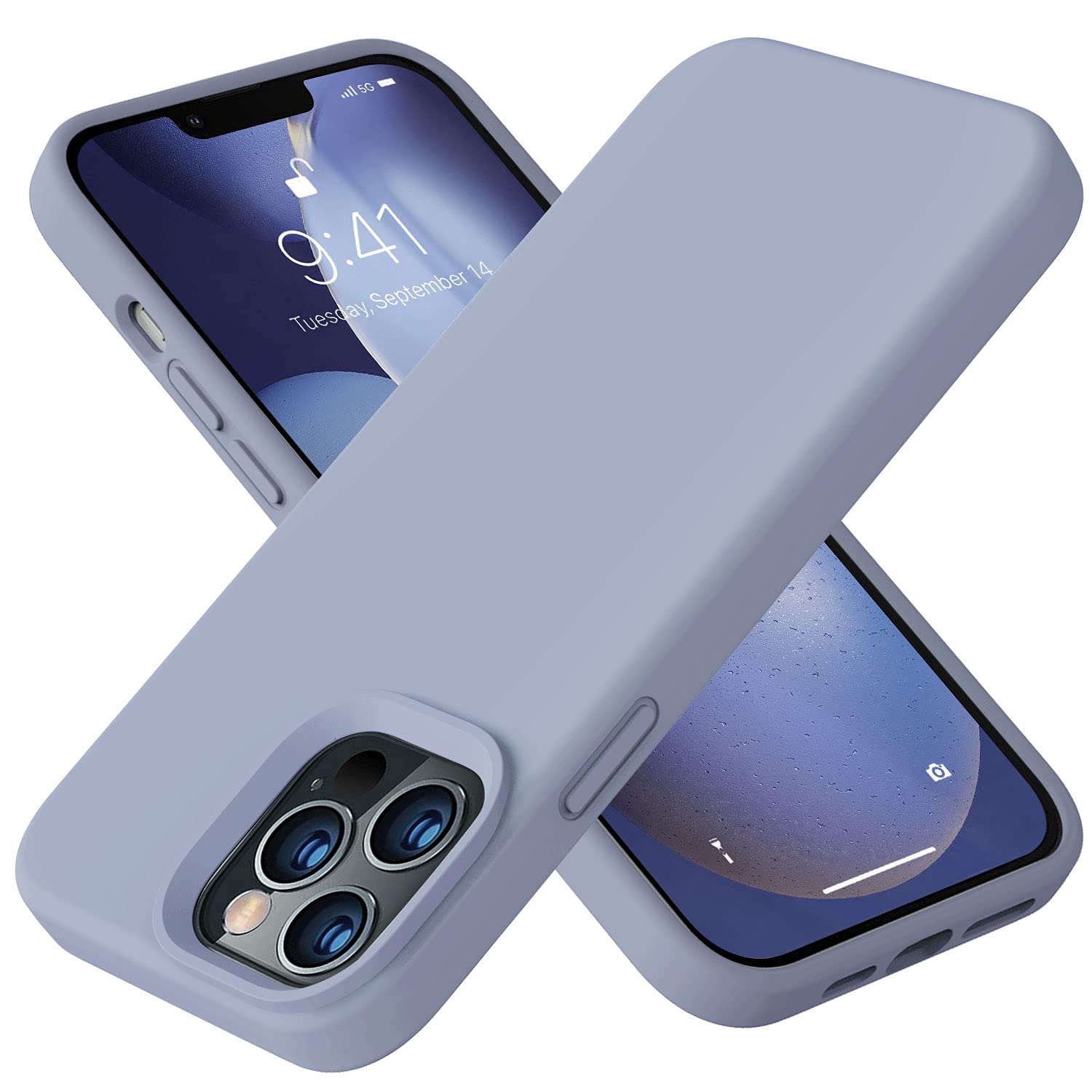 Vooii Liquid Silicone Protective Case for iPhone 13 Pro Max (6.7 inch) - Shockproof Full Body Cover with Anti-Scratch & Camera Protection, Soft Microfiber Lining - Lavender Grey | Perfect for Daily Use, Travel & Outdoor Activities