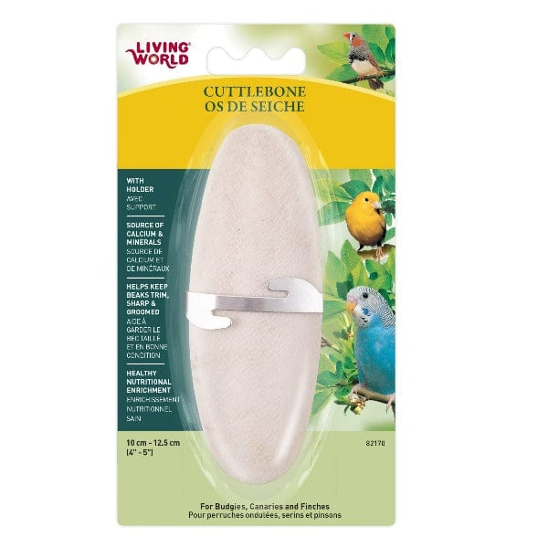 Premium Living World Cuttlebone with Holder for Birds - Natural Calcium Supplement for Parrots, Cockatiels & Small Birds - Perfect for Cage Accessories & Beak Trimming