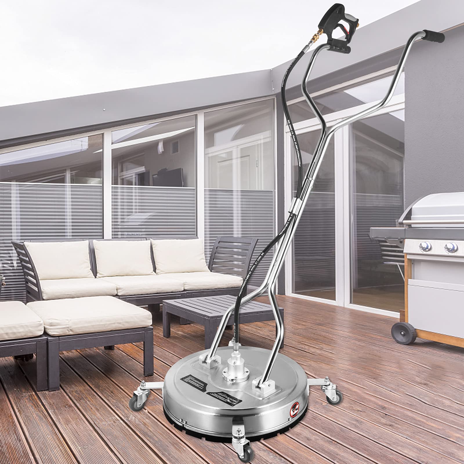 **Happybuy 22 Inch Stainless Steel Surface Cleaner for Pressure Washer - 4000 PSI, 10.5 GPM, with 3/8