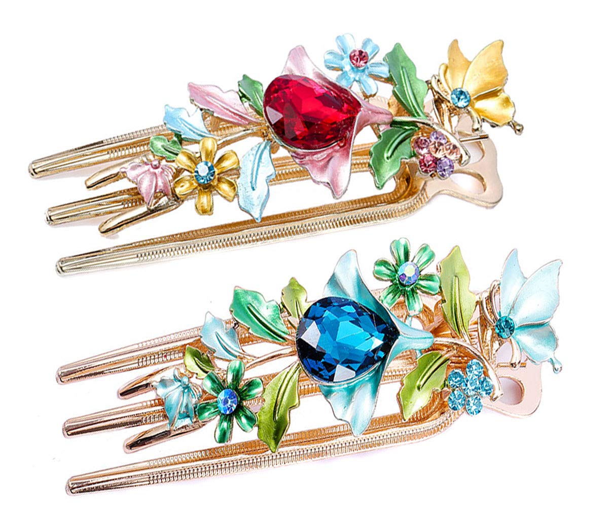 2-Pack Metal Alloy Butterfly Jaw Rhinestone Alligator Hair Clips - Non-Slip Hair Grips for Women & Girls - Perfect for Parties, Weddings & Everyday Styling