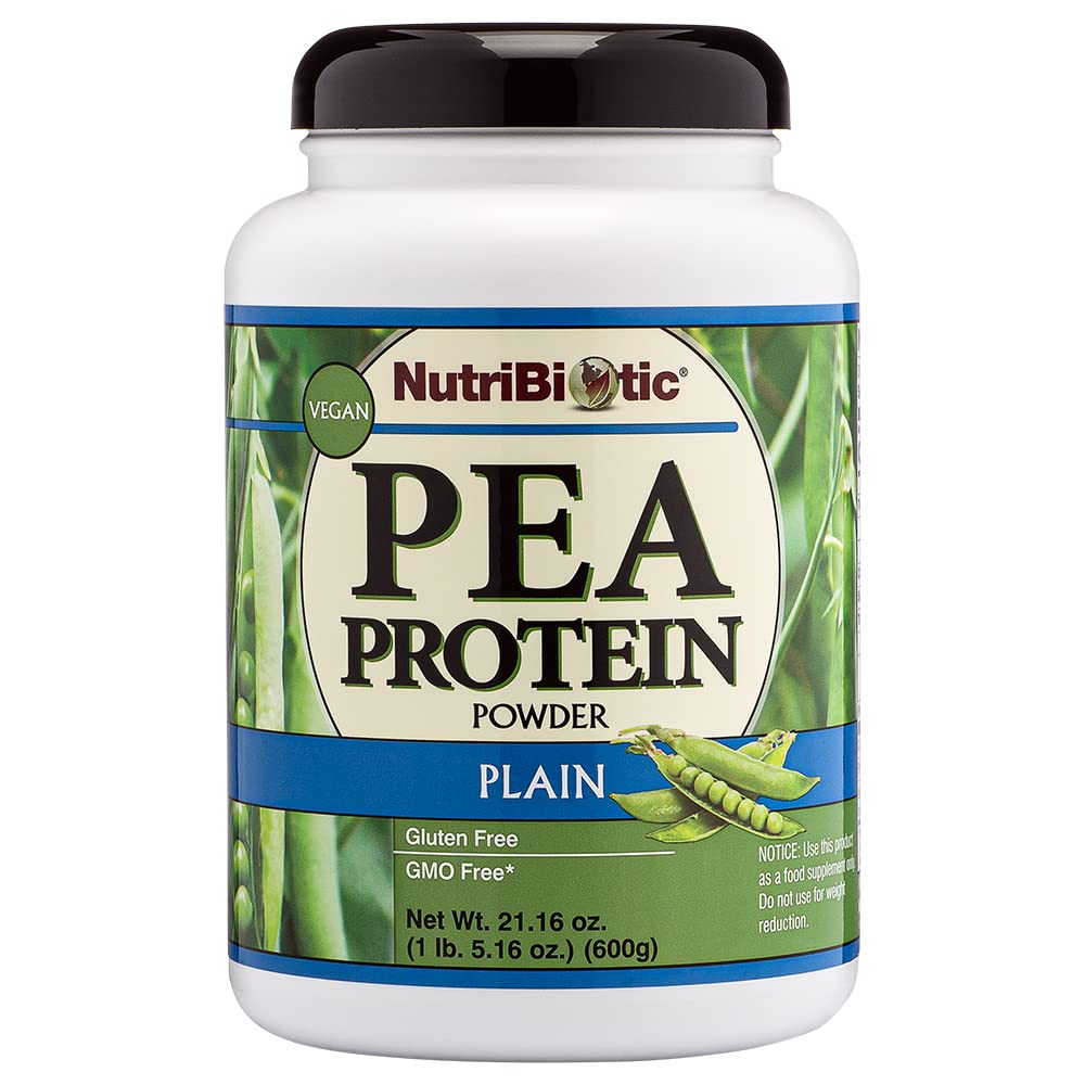 NutriBiotic Plain Pea Protein Powder, 21 Oz | Low Carb Vegan Plant-Based Protein | 100% USA Grown & Processed | Keto, Gluten-Free & Non-GMO | Rich in BCAAs & Creamy Texture | Perfect for Smoothies, Baking & Post-Workout Recovery