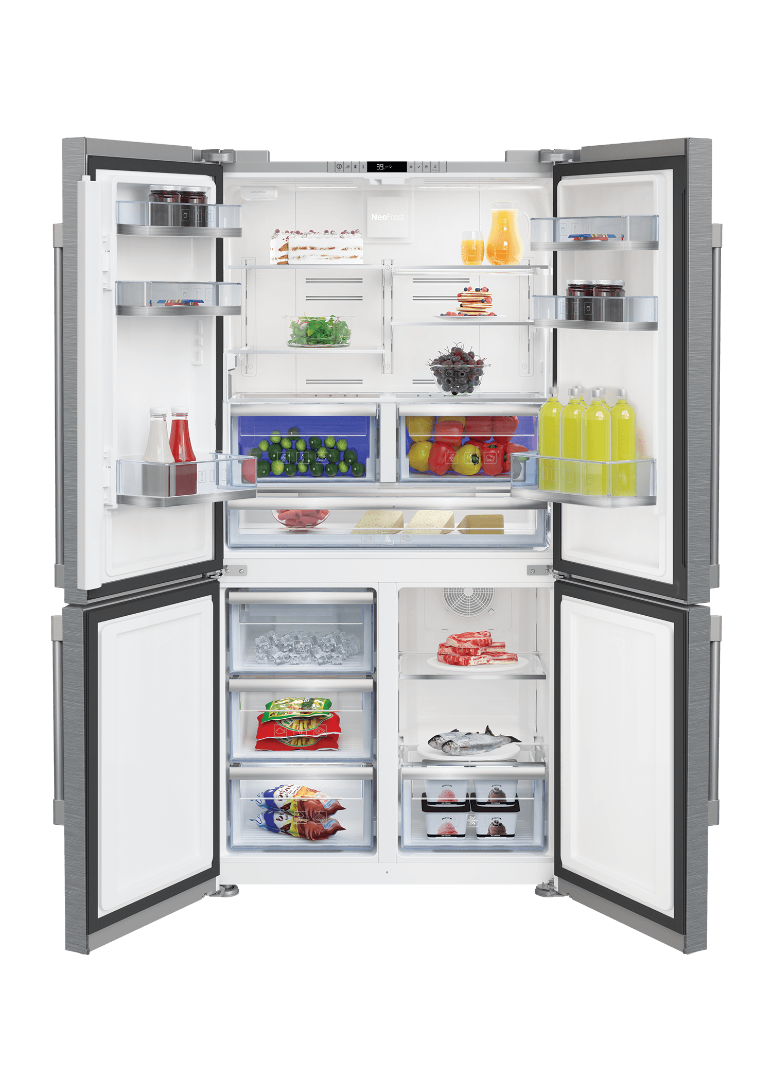 Beko BFFD3626SS 36 Inch French Door Refrigerator with Auto Ice Maker & Water Dispenser - Stainless Steel, Energy Efficient for Modern Kitchens & Large Families