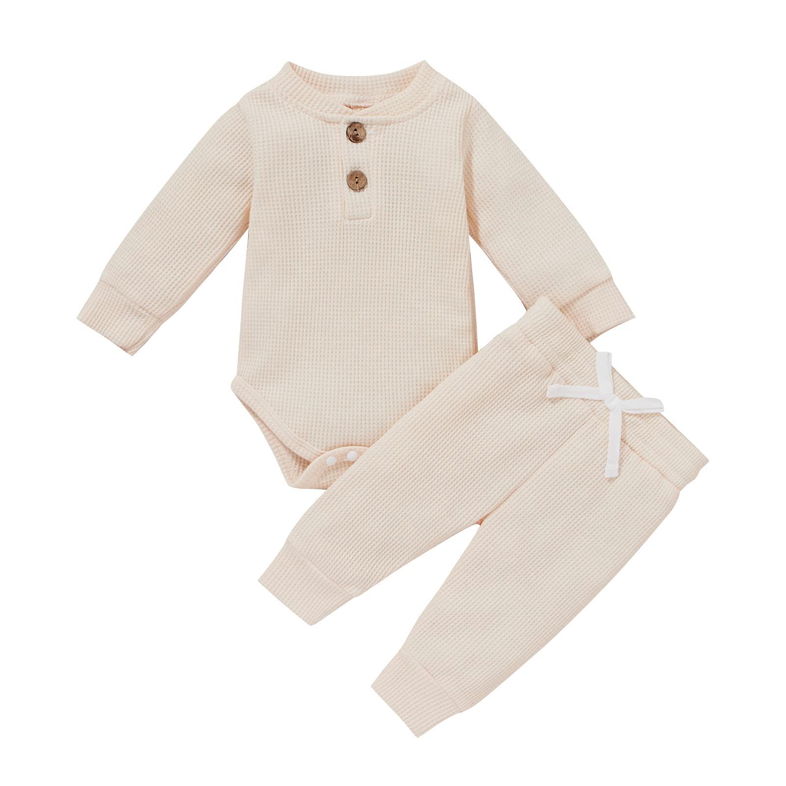 Thorn Tree Newborn Baby Clothes Set - Soft Cotton Knitted 2-Piece Romper with Long Sleeves & Pants for Boys & Girls | Perfect for Fall Outfits & Infant Photoshoots