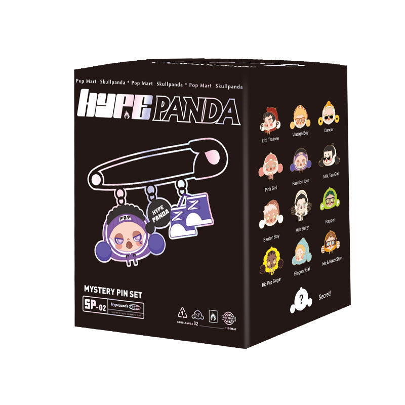 POP MART SKULLPANDA Hypepanda Series Safety Pin Badge Blind Box - Collectible Anime Character Pins for Backpacks, Jackets & Gifts - Kawaii Cute Mystery Box for Fans & Cosplay Accessories