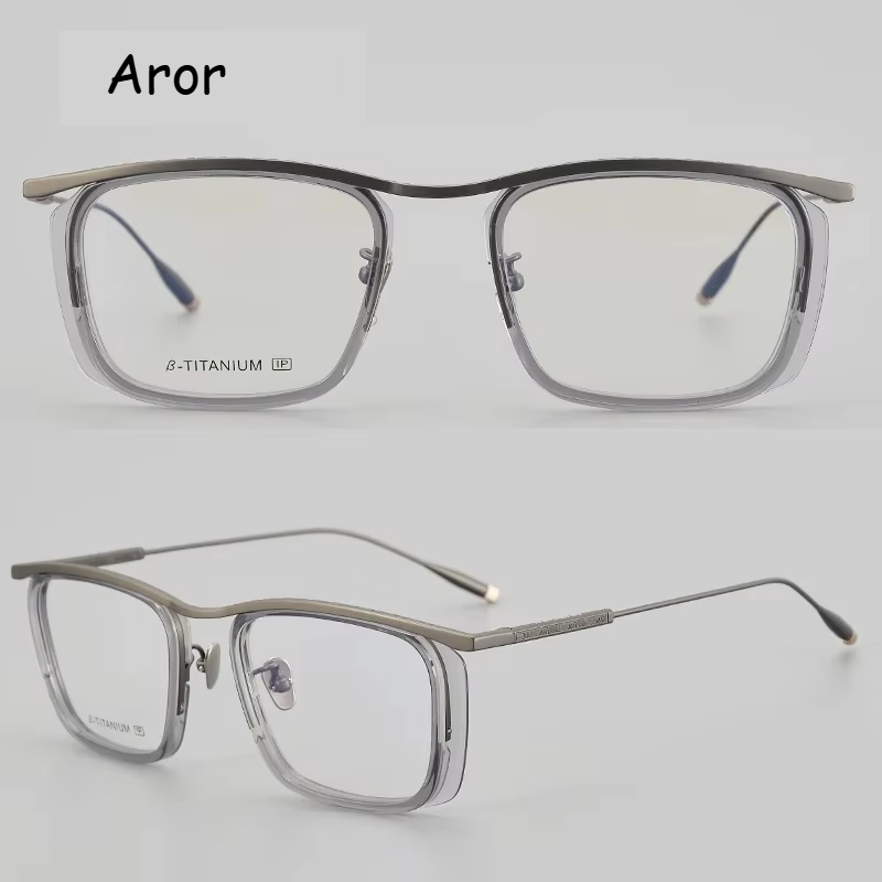 Aror Unisex Full Rim Big Square Acetate Titanium Eyeglasses 495053 - Stylish & Durable Eyewear for Men & Women - Perfect for Work, Reading & Fashion Accessories