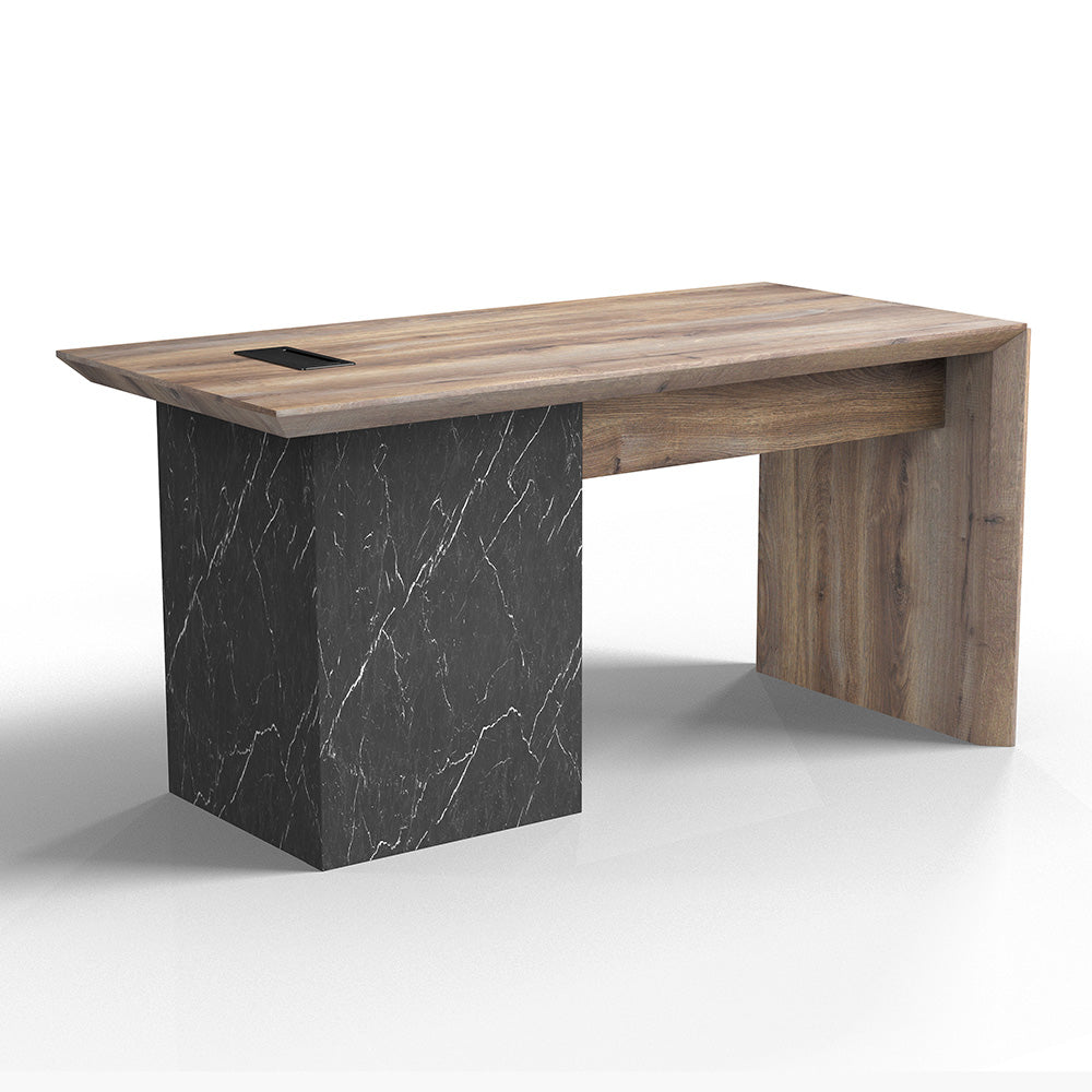 LOGAN Executive Desk 150cm Reversible - Warm Oak & Black Finish - Modern Office Desk for Home & Workspace