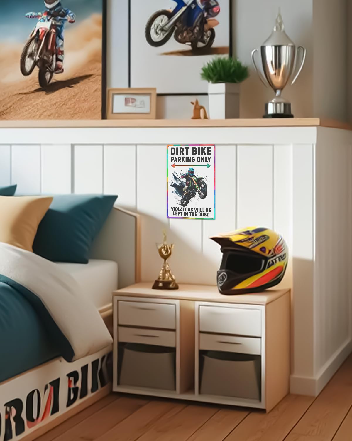 Dirt Bike Accessories & Decor - ALKB Dirt Bike Parking Only Sign - Perfect Motocross Gifts for Boys & Riders - Ideal for Garage, Bedroom, or Man Cave Decor