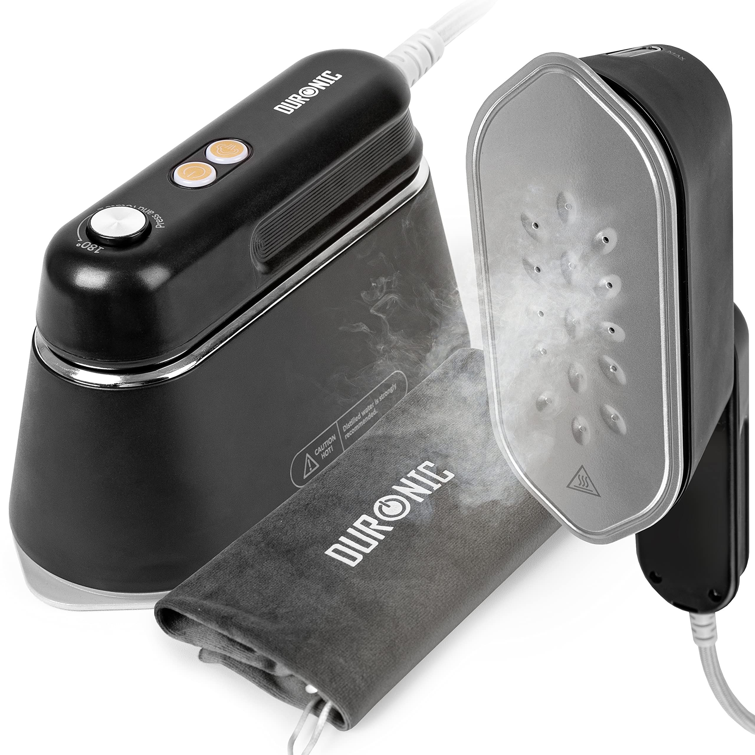 Duronic HS90 BK Travel Steam Iron - Portable Handheld Garment Steamer for Clothes, Quilting & Craft - Wrinkle & Crease Remover - Perfect for Travel, Holidays & Home Use