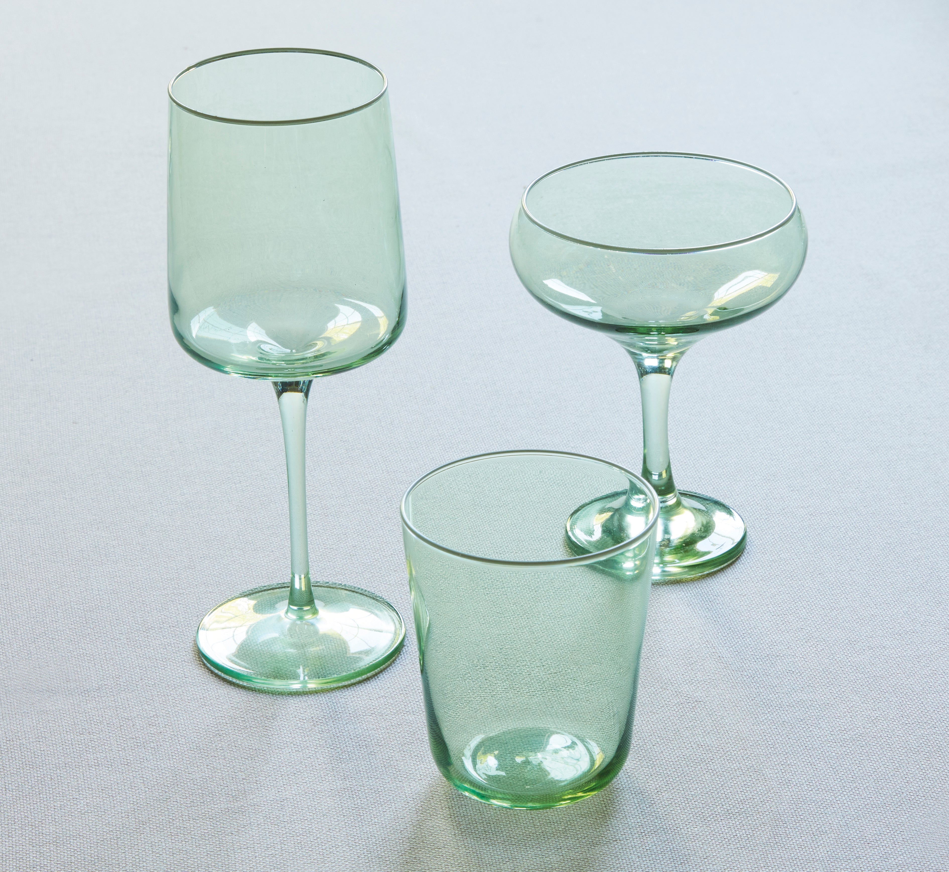 Premium Light Green with White Rim Double Old Fashioned Glass Set of 4 - Elegant Cocktail Glasses for Whiskey, Bourbon & Home Bar Decor