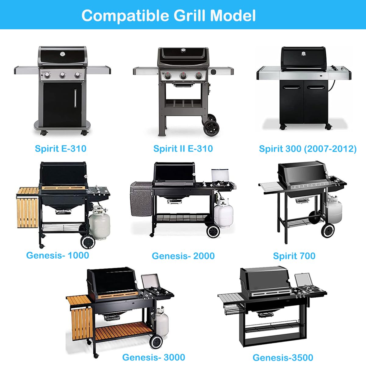 Reversible Cast Iron Griddle for Weber Spirit 300 Series (E-310, S-310, E-315, S-315, E-320, E-330) & Spirit II E310 - Compatible with Weber GS4, Spirit 300/700, Genesis Silver B/C & Gold B/C Series - Perfect for Outdoor Grilling, BBQ, and Camping Cooking