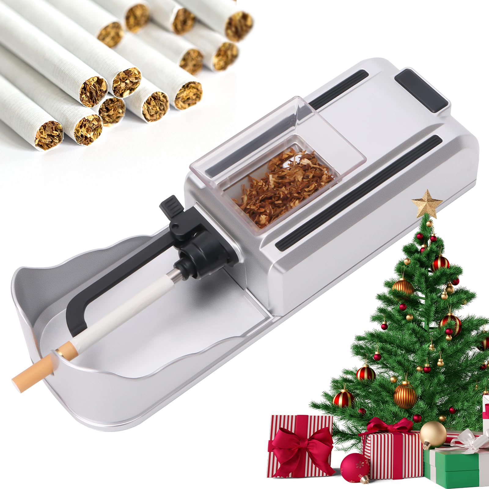 Electric Automatic Cigarette Rolling Machine - Portable Tobacco Injector Roller Maker (Silver) | Perfect for Home Use, Travel & DIY Cigarette Making
