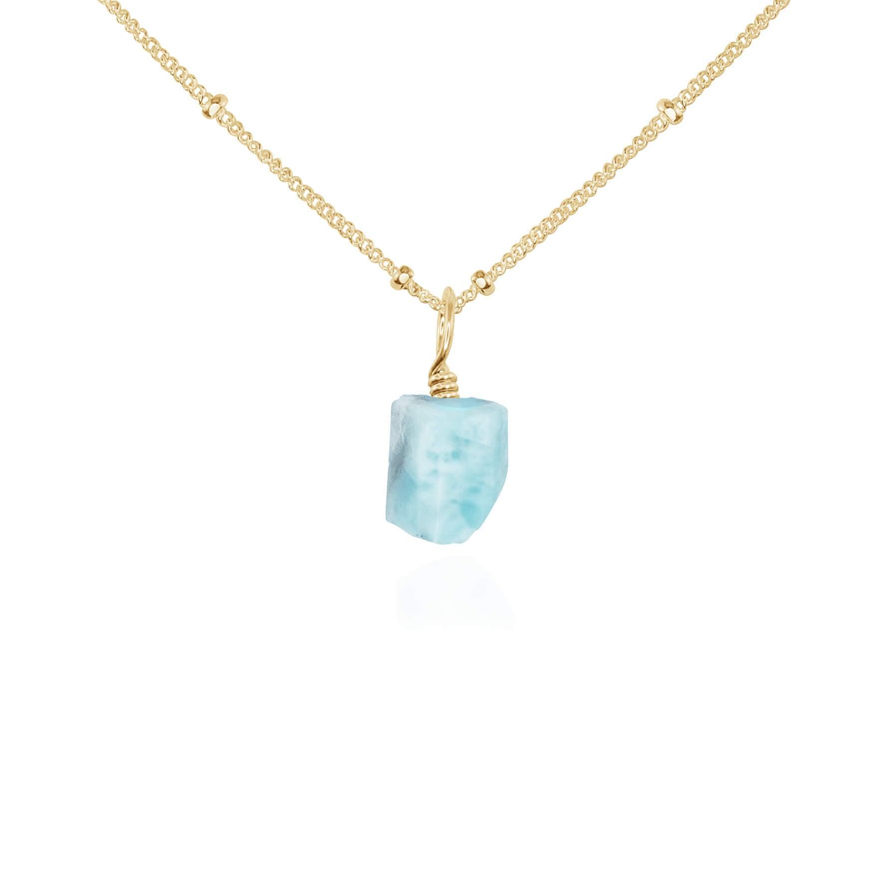 Natural Raw Larimar Pendant Necklace - Handmade Blue Gemstone Jewelry for Women - Perfect for Beach Vacations & Boho Fashion