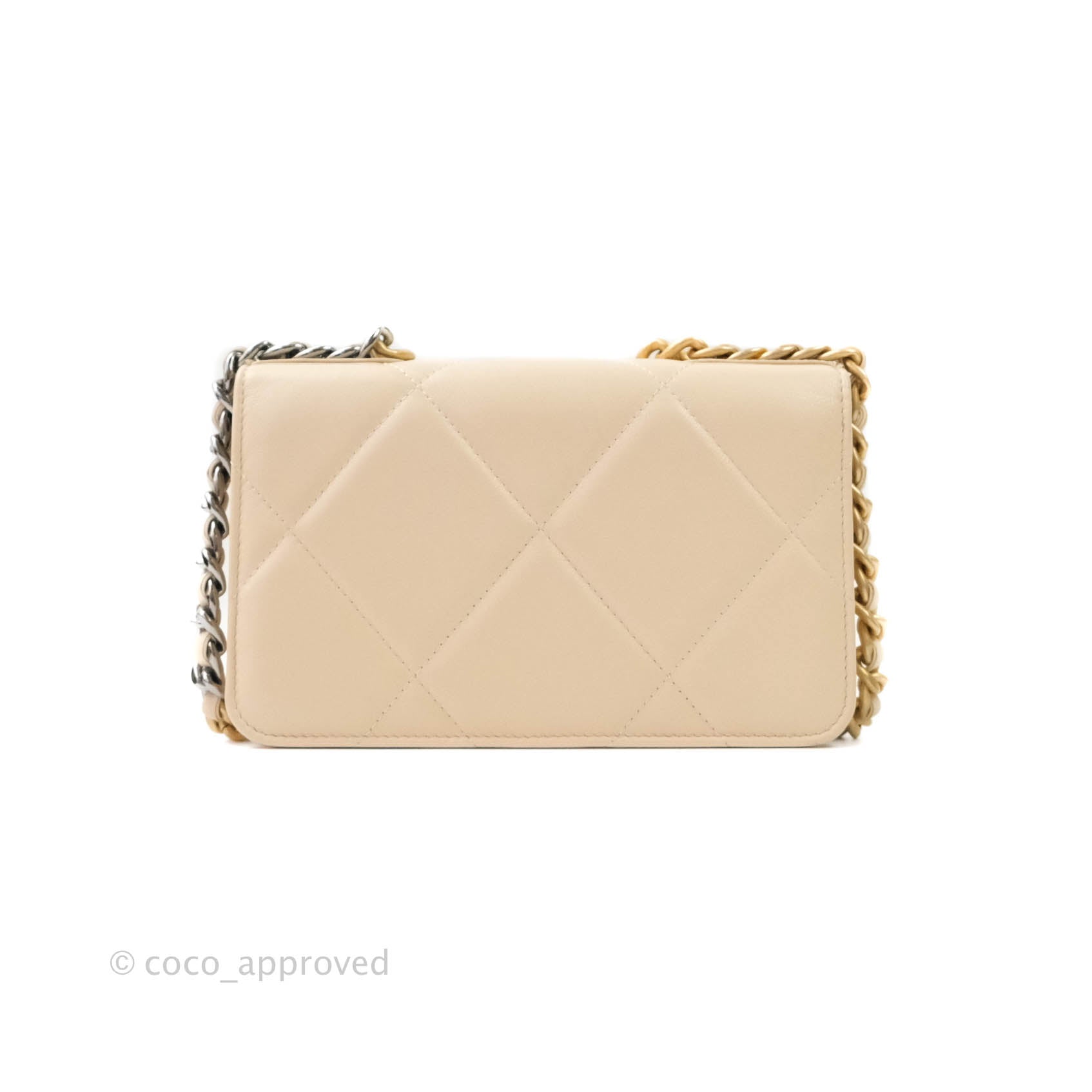 Chanel 19 Quilted Wallet on Chain WOC in Beige Goatskin with Mixed Hardware - Luxury Crossbody Bag for Women, Perfect for Evening Events & Daily Use