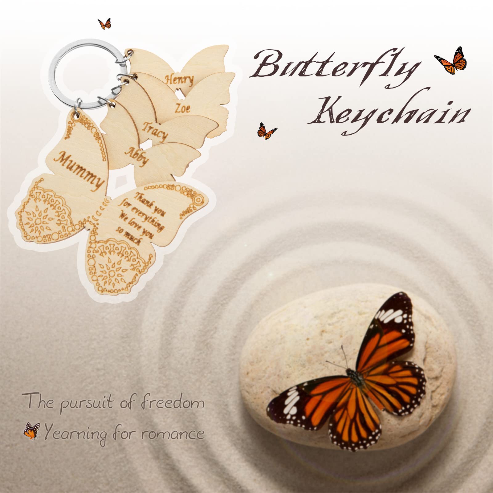 Custom Engraved Butterfly Keychain for Women - Personalized Key Ring Gift for Her, Birthday, Anniversary, Graduation - Perfect for Everyday Use, Gifts & Special Occasions
