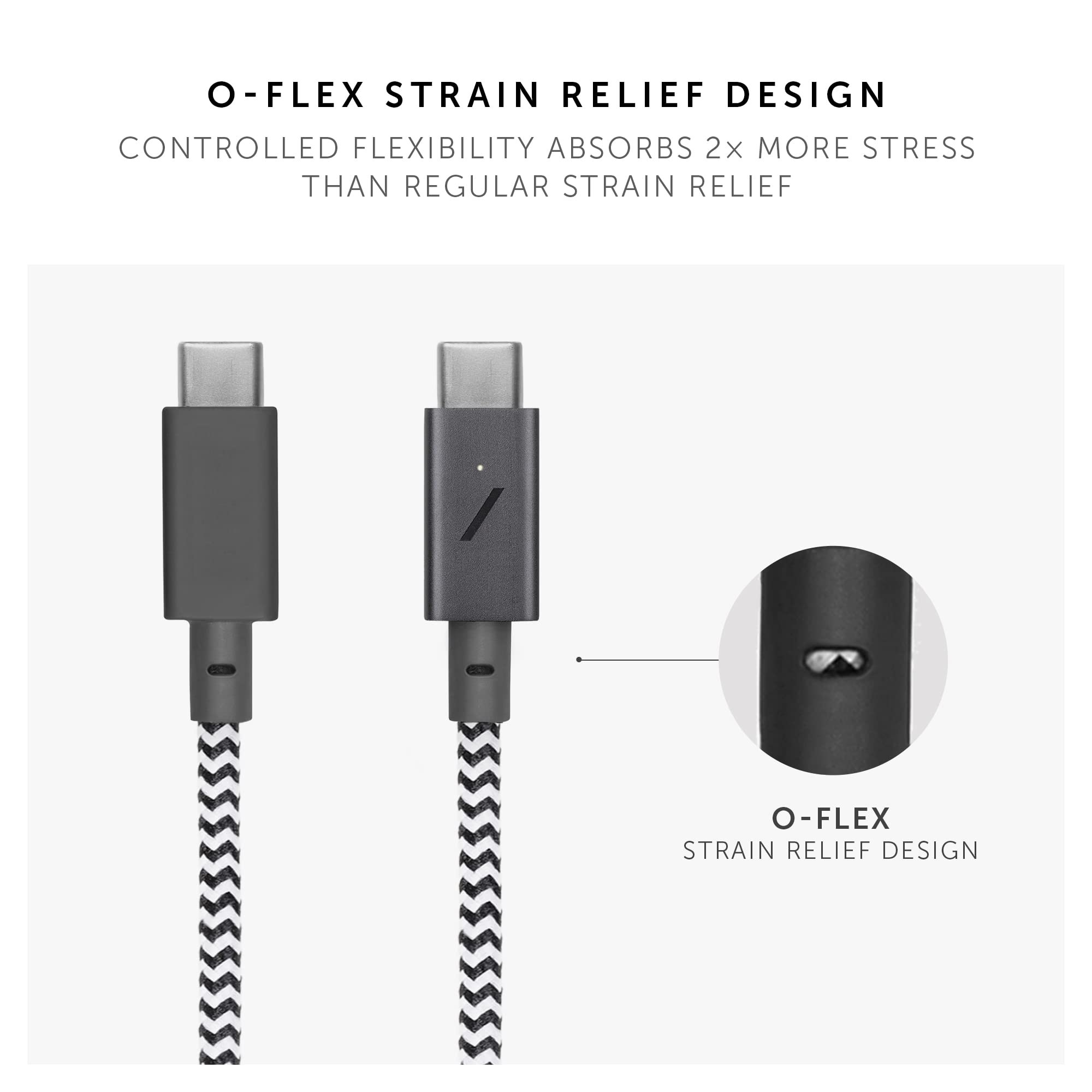 Native Union Type-C Belt Cable Pro - 240W USB-C to USB-C 8ft Ultra-Strong Nylon Braided Charging Cable with Leather Strap | Compatible with iPhone 16, 16 Pro Max, MacBook Pro 14