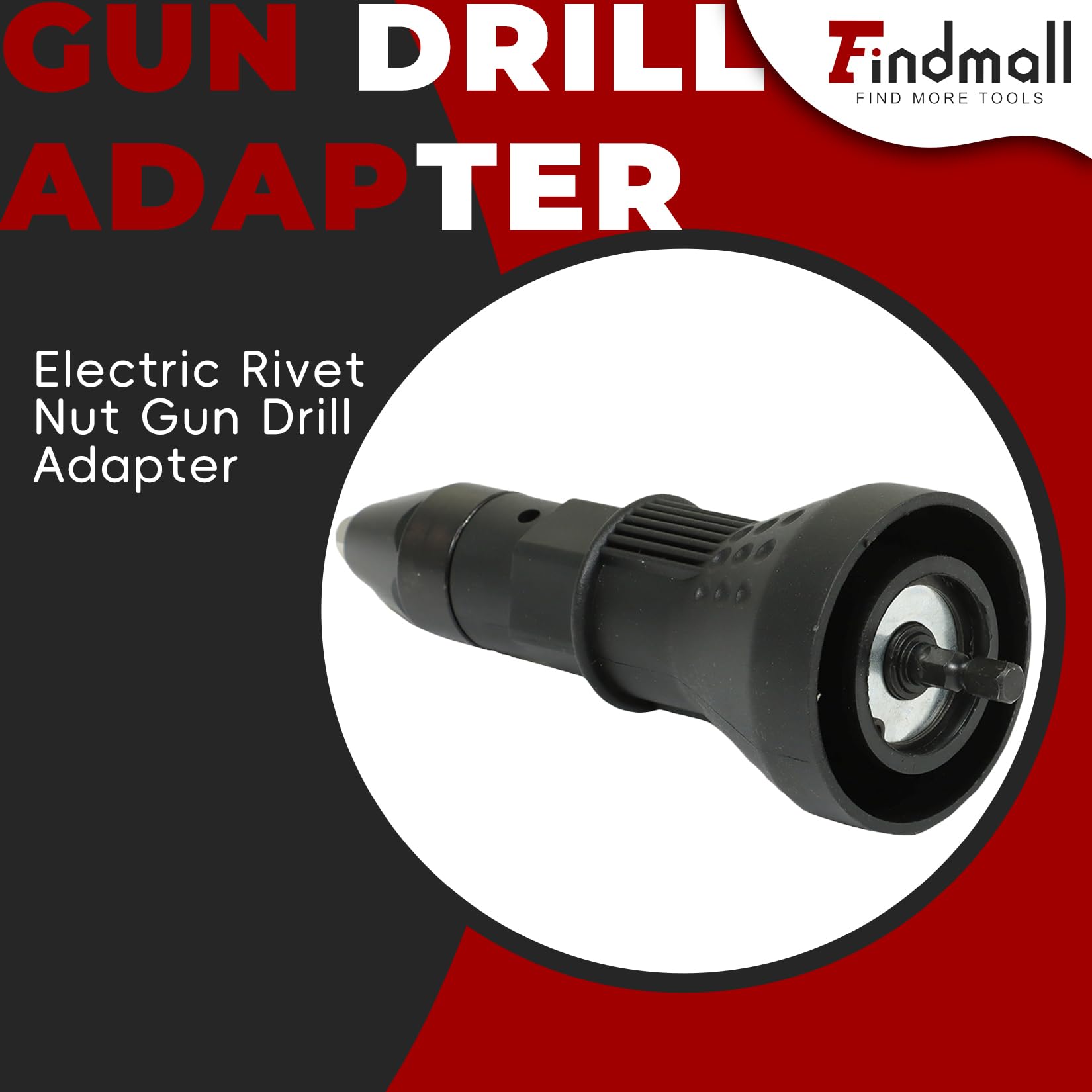 FindMall Cordless Electric Rivet Nut Gun Drill Adapter - Heavy Duty Hand Tool for Industrial Fastening & Manufacturing | Perfect for Metalworking, Automotive Repair & DIY Projects