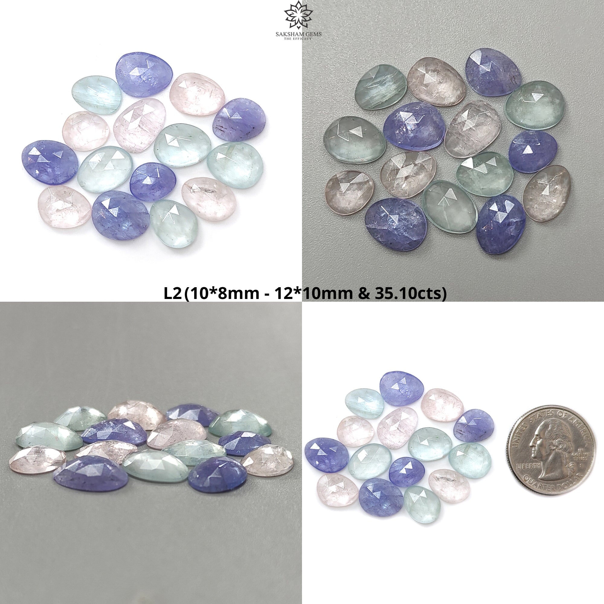 Natural Untreated Rose Cut Gemstone Slices - Garnet, Chrome Diopside, Moonstone, Tanzanite, Morganite & Aquamarine | Fancy Shape Faceted Lots for Jewelry Making, Wire Wrapping & Crystal Healing