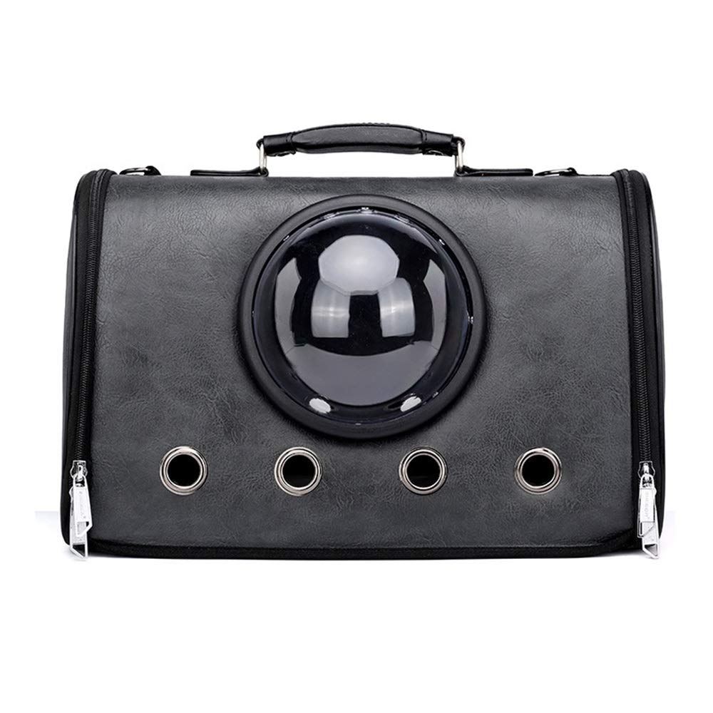 YANG1MN Black Pet Carrier Backpack - Space Capsule Design, Portable & Breathable for Dogs & Cats, Transparent Bubble Travel Bag, All-Season Use - Perfect for Outdoor Adventures, Hiking, and Daily Commutes