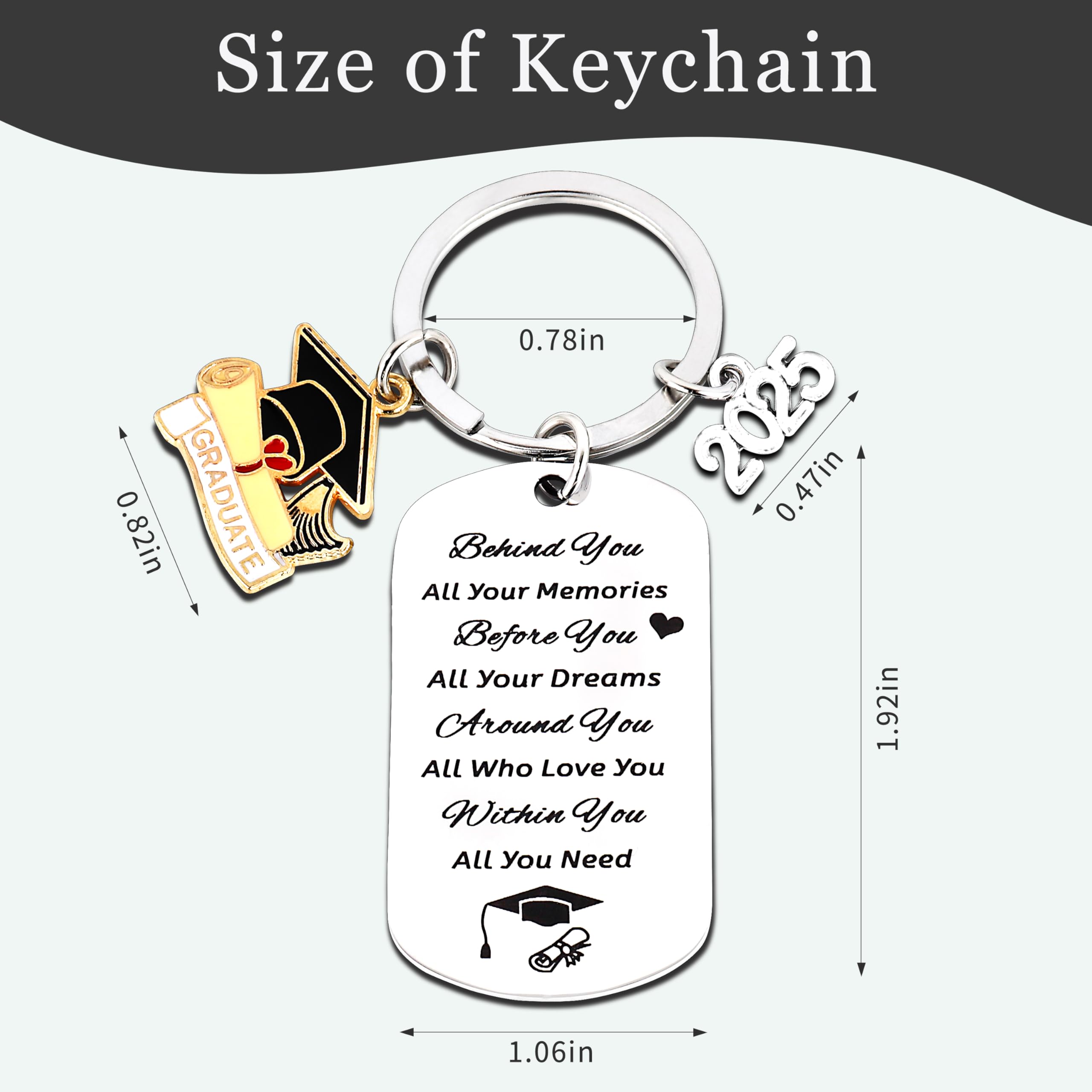Class of 2025 Graduation Keychain - Inspirational Gift for College, High School & Middle School Students | Personalized Graduation Gift for Him & Her | Perfect for Commencement Ceremony, Graduation Party & Keepsake