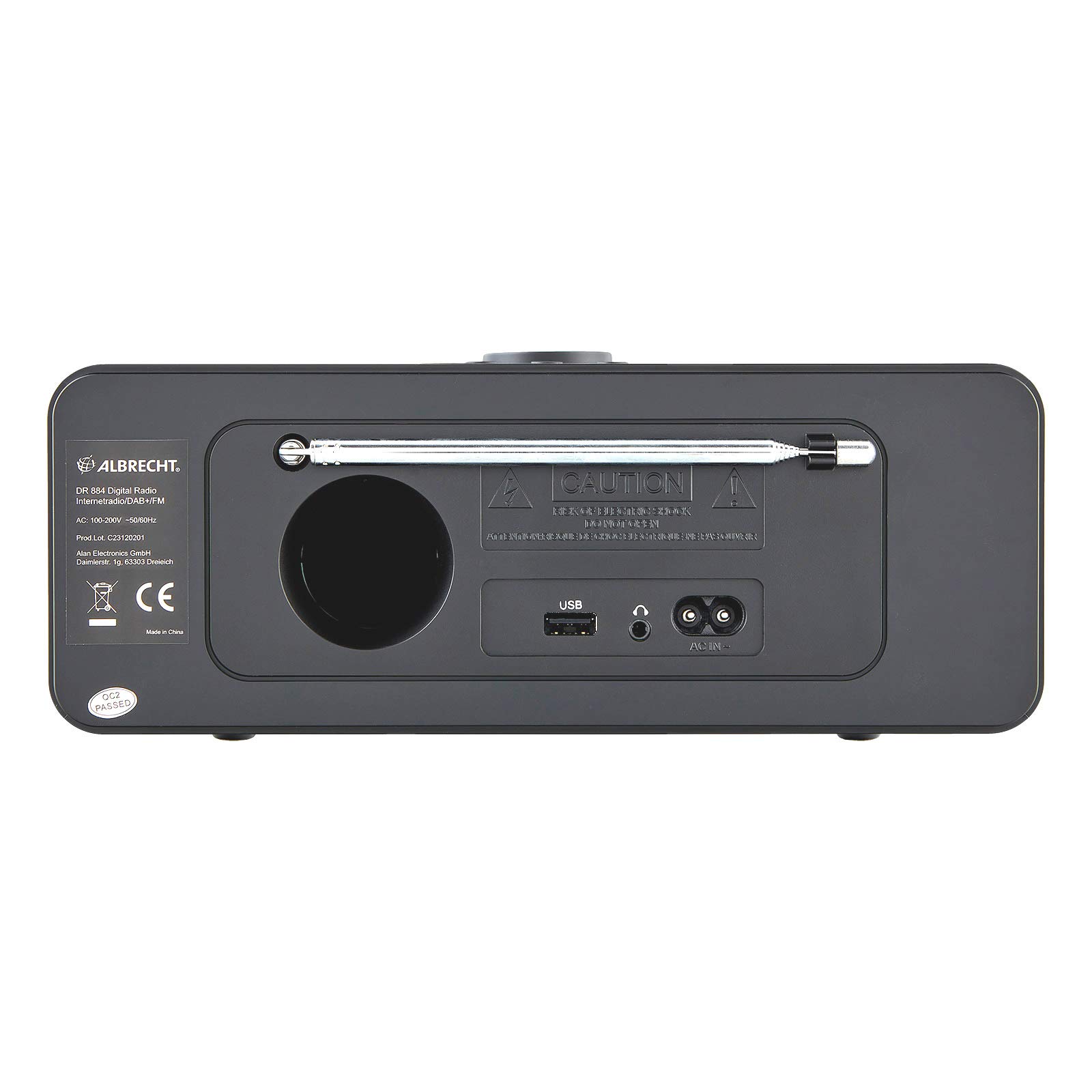Albrecht DR 884 Compact Digital Radio System - DAB+, FM RDS, Bluetooth, USB, Color Display, Smartphone Music Streaming, 2x7W Output (Black) - Perfect for Home, Office, and Travel Use