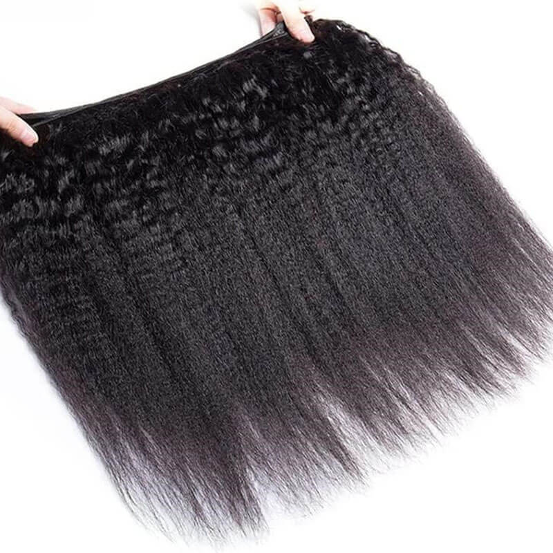 Eullair 10A Kinky Straight Human Virgin Hair Bundles - 3/4 Bundles Deal for Natural Black Hair Extensions | Perfect for Braiding, Weaving & Protective Styles