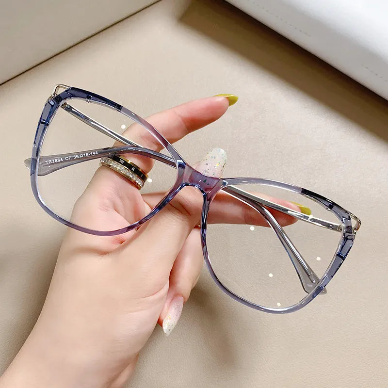 CCspace Women's Full Rim Cat Eye Titanium Eyeglasses Frame 56845 - Lightweight & Durable for Work, Reading & Fashion
